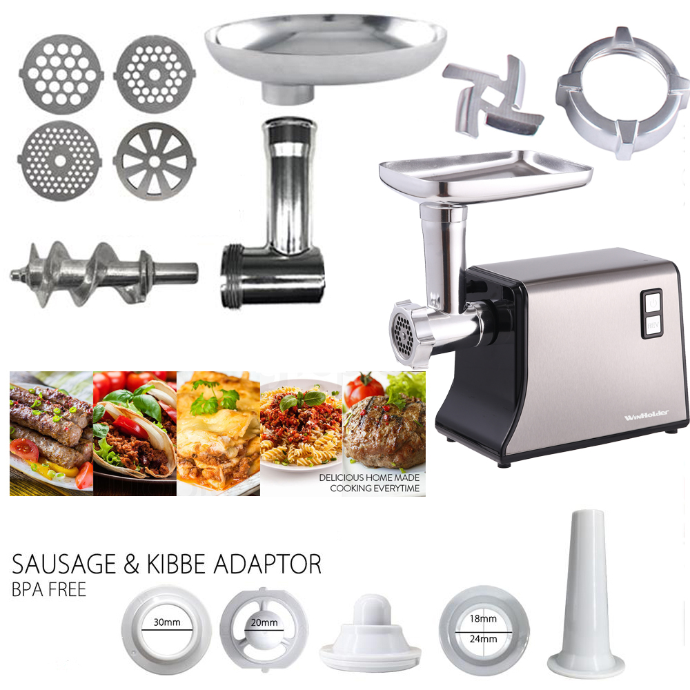 WinHolder 3200W Electric Meat Grinder Stainless Steel Powerful Sausage Stuffer Meat Mincer