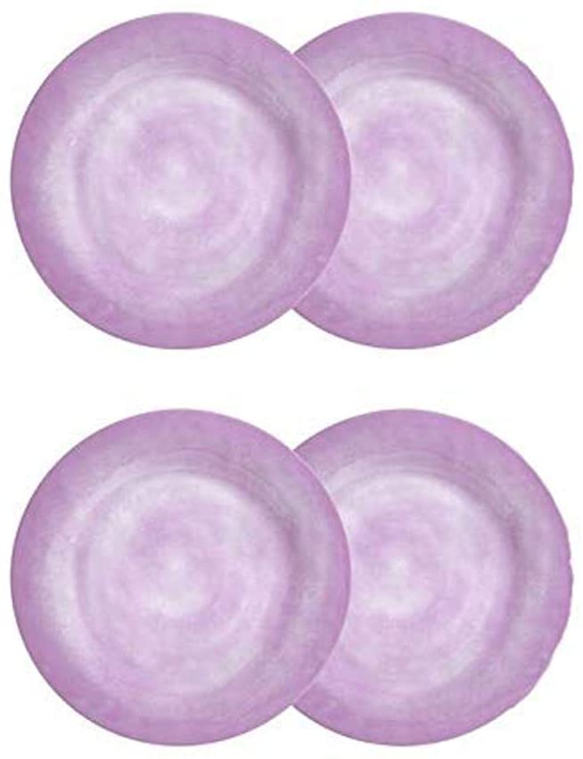 Northeast Home Goods Solid Swirl Melamine Round Dinner Plates, Set of 4 (Lavender)