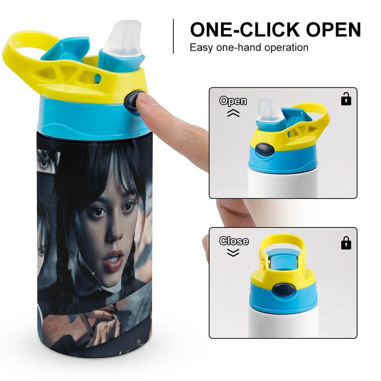 School Wednesday Children's Water Bottle Vacuum Insulated Stainless Steel Cup With Straw Toddler Thermoses