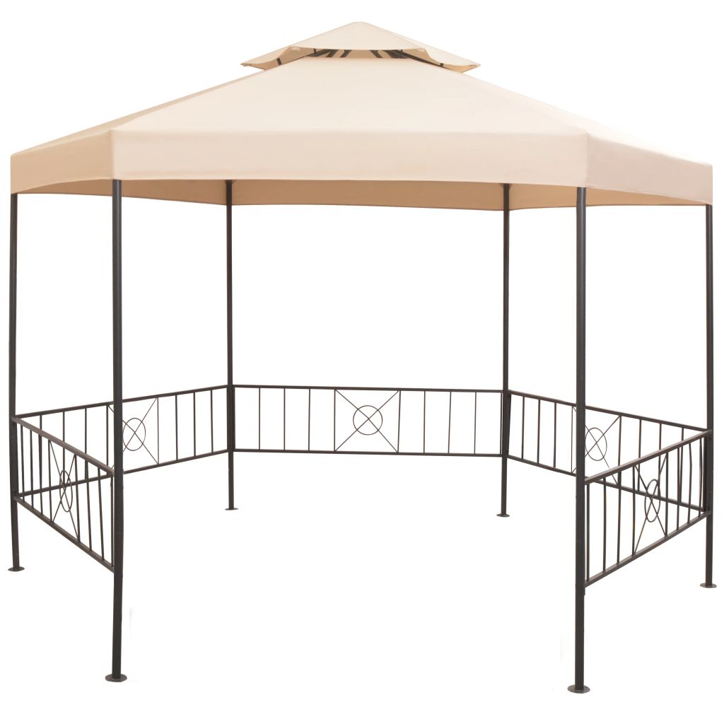 Anself Gazebo Steel Frame Garden Canopy Tent Sun Shelter Beige for Patio, Wedding, BBQ, Party, Camping Trip, Festival Cater Events 127.2 x 108.3 x 104.3 Inches (L x W x H)