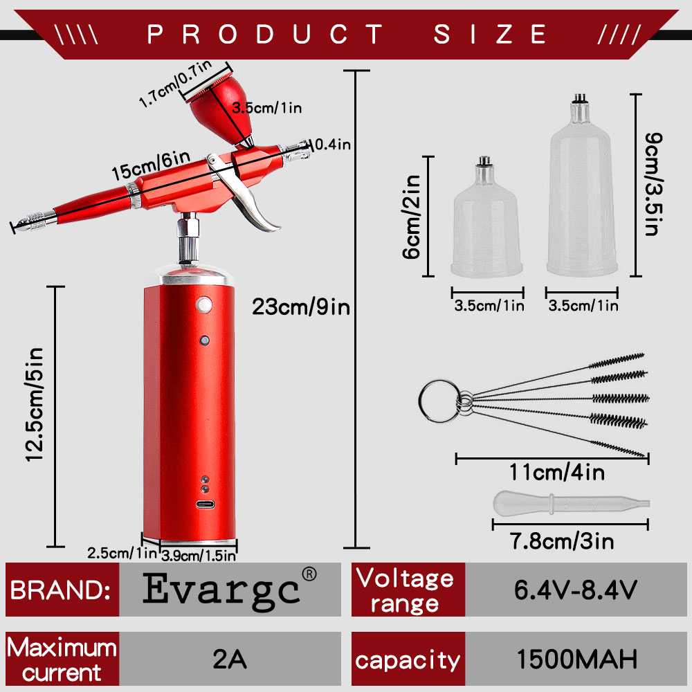 30PSI Upgraded Airbrush Kit with Air Compressor, Portable Mini Cordless Auto Airbrush Gun Kit, Rechargeable Handheld Airbrush Set for Makeup, Cake Decor, Barber, Model Coloring, Nail Art (Red)