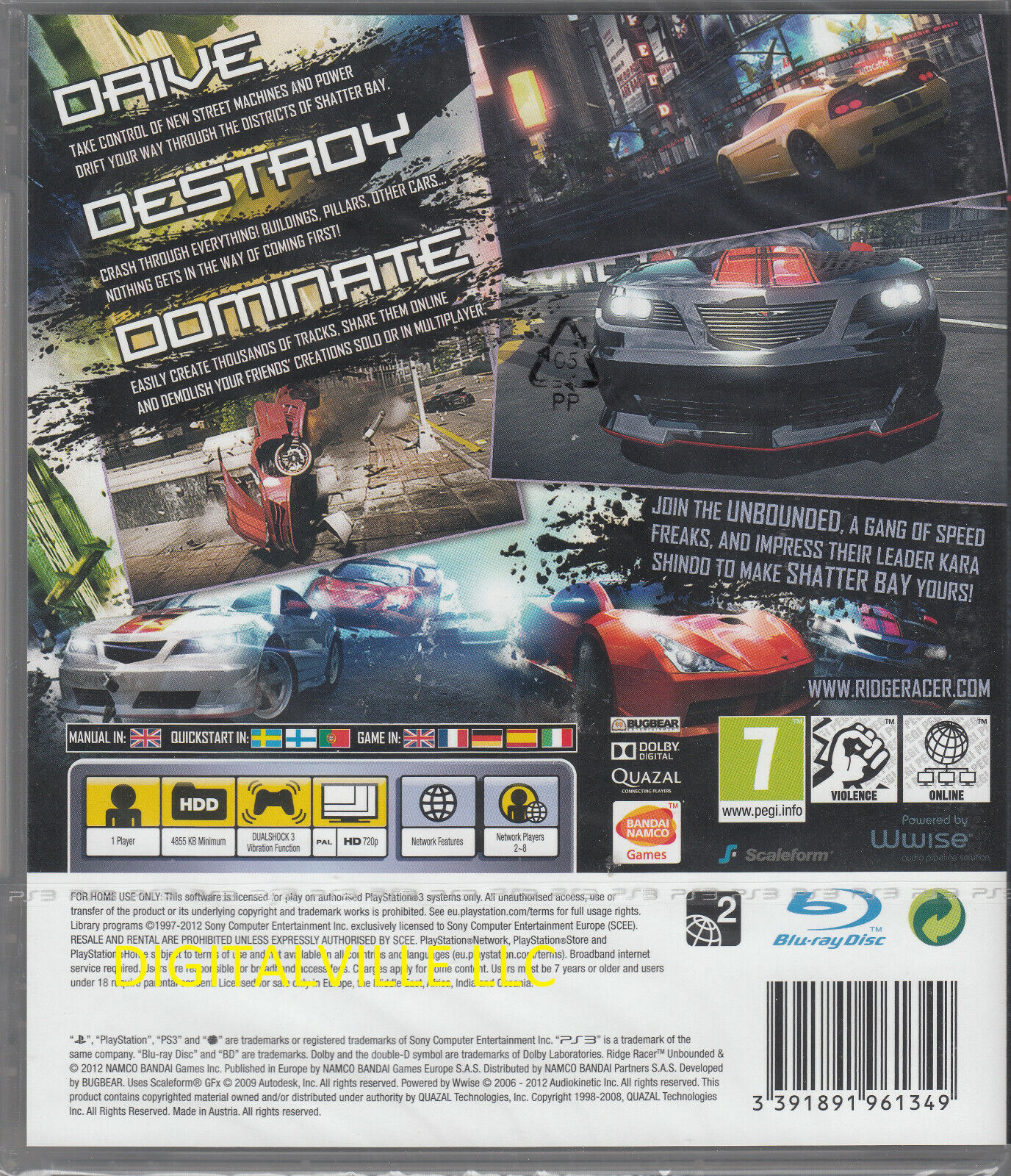 Ridge Racer Unbounded PS3 Brand New Factory Sealed Racing