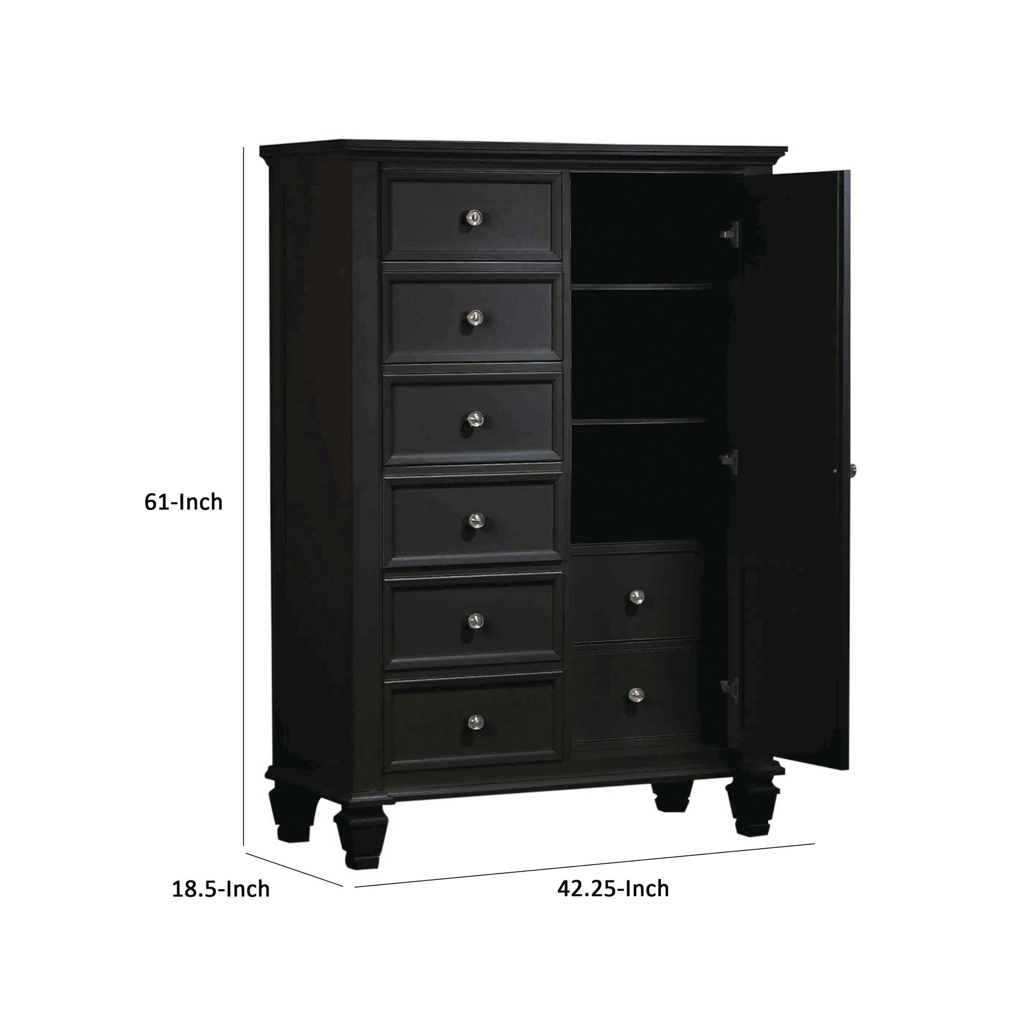 Benjara Lila 61 Inch Tall Wardrobe Dresser Chest, 8 Drawers and 3 Shelves, Brown