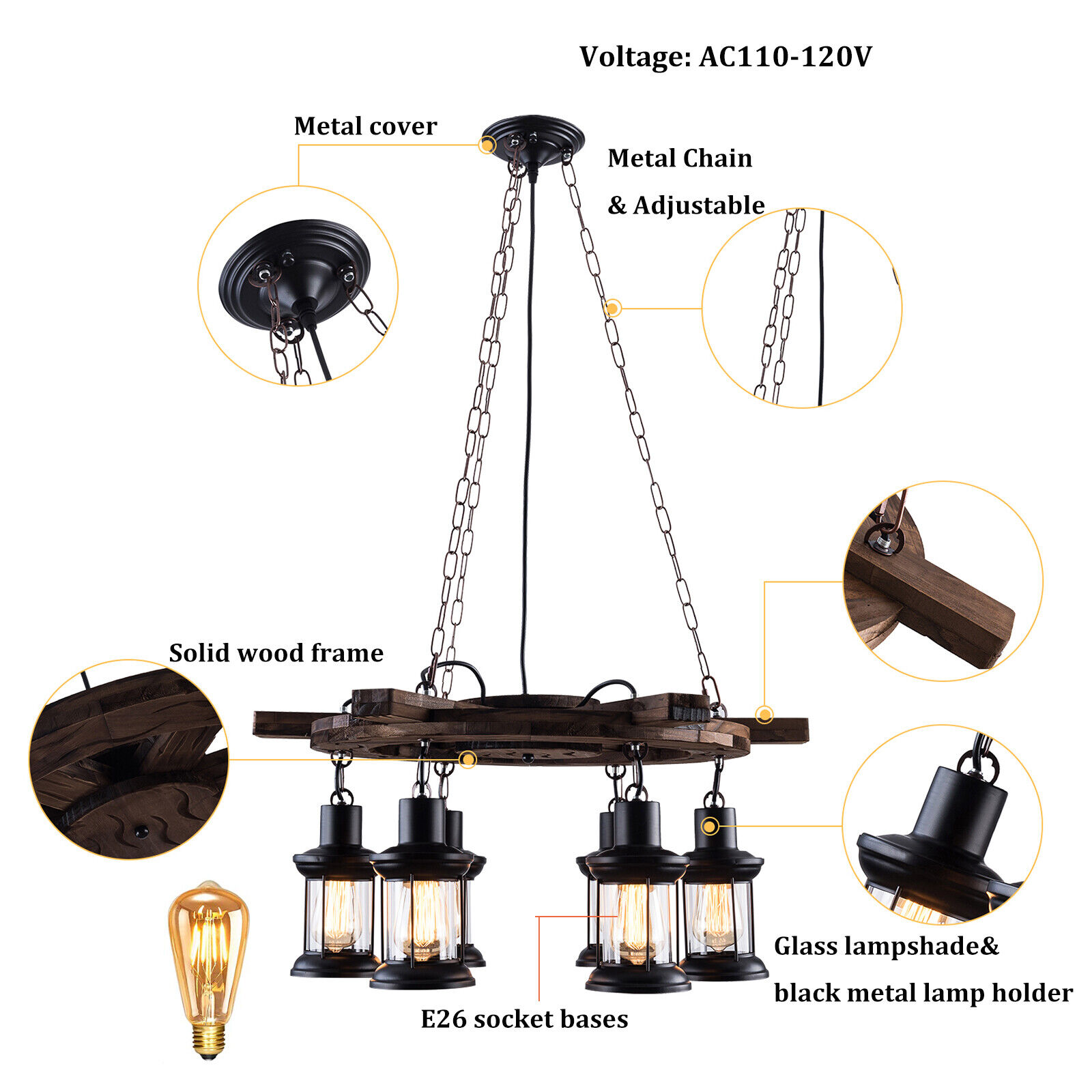 MIDUO Kitchen Island Lamp Farmhouse Chandelier Ceiling Glass Pendant Light