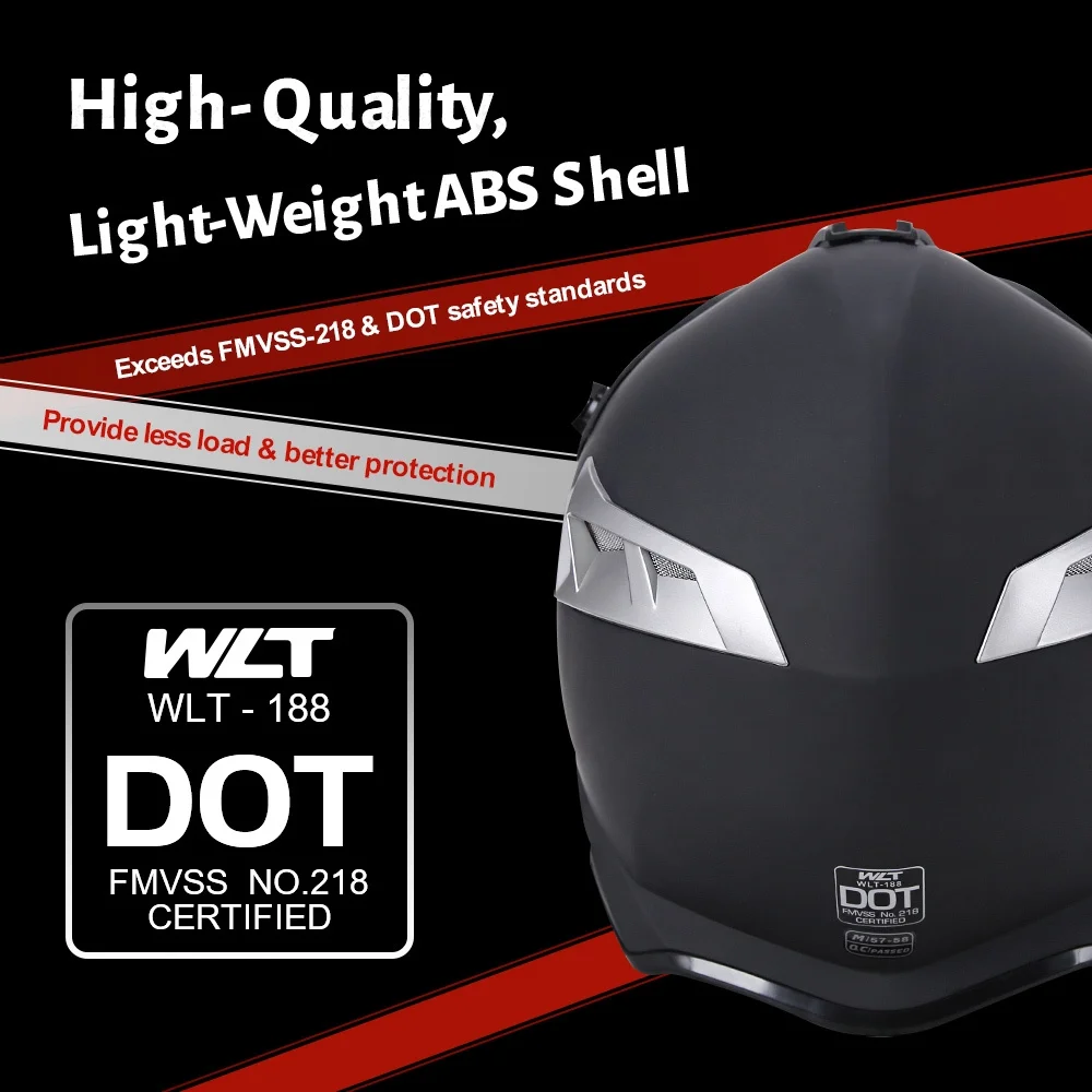 Oumurs DOT Motocross Motorcycle Helmet Open Face Off-road Dirt Bike ATV Helmet Unisex Adult Black M L XL XXL