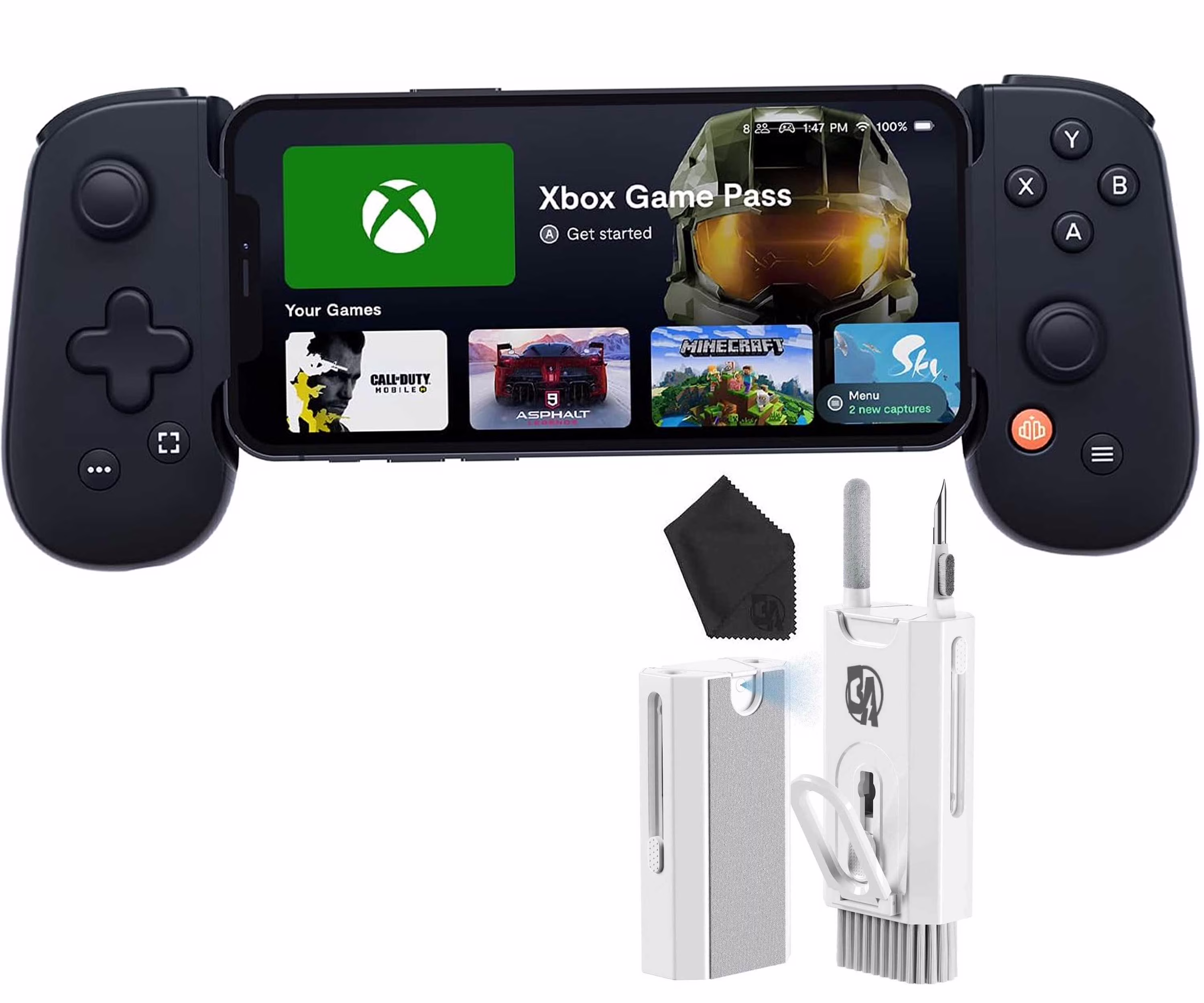 Pre-Owned One Mobile Gaming Controller for iPhone - Turn Your iPhone into a Gaming Console - Play Xbox, PlayStation, Call of Duty, & More BOLT AXTION Bundle (Refurbished: Like New)