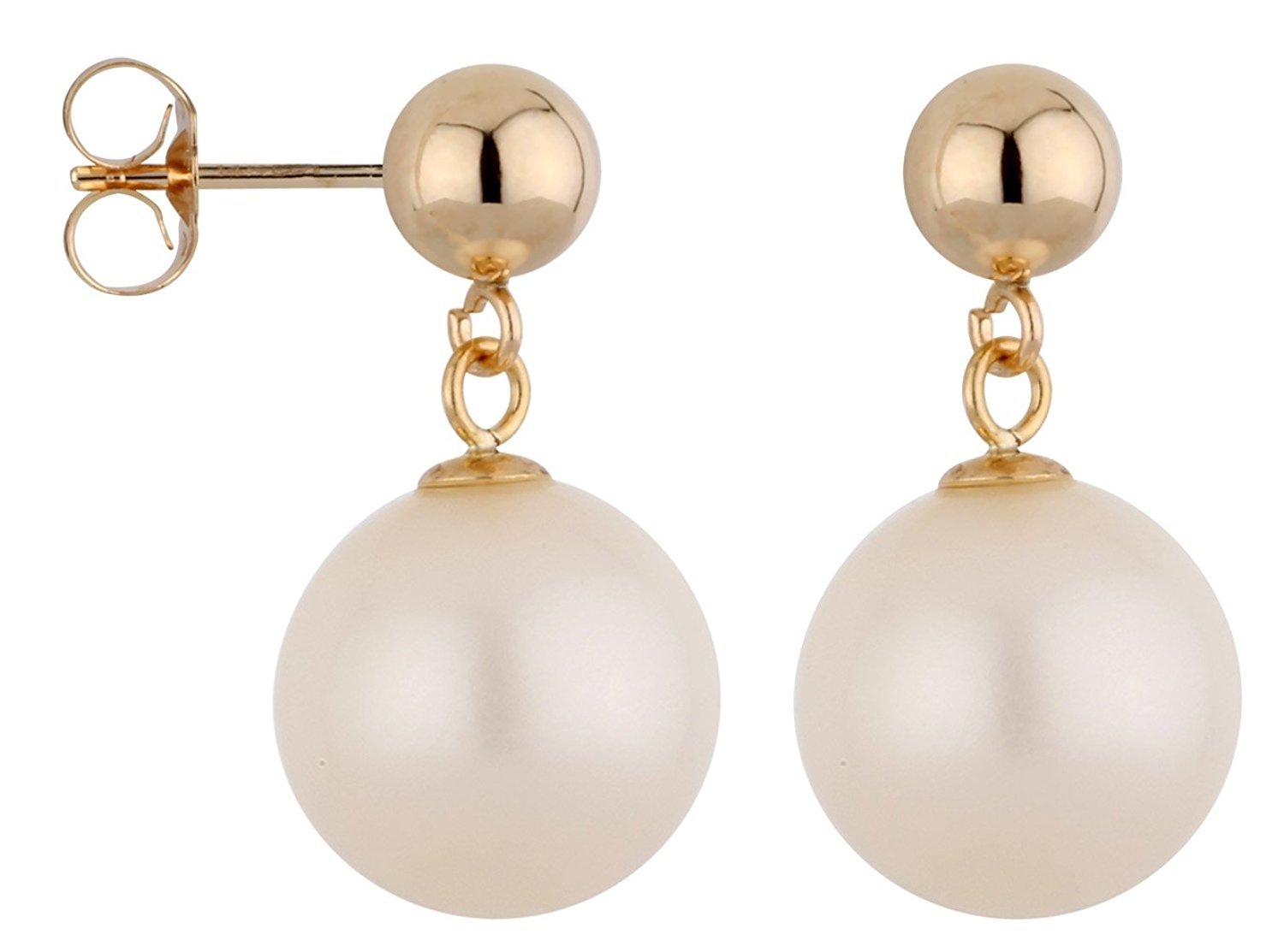 14k Yellow Gold 4mm Ball Stud Earring with Round Freshwater Cultured Pearl