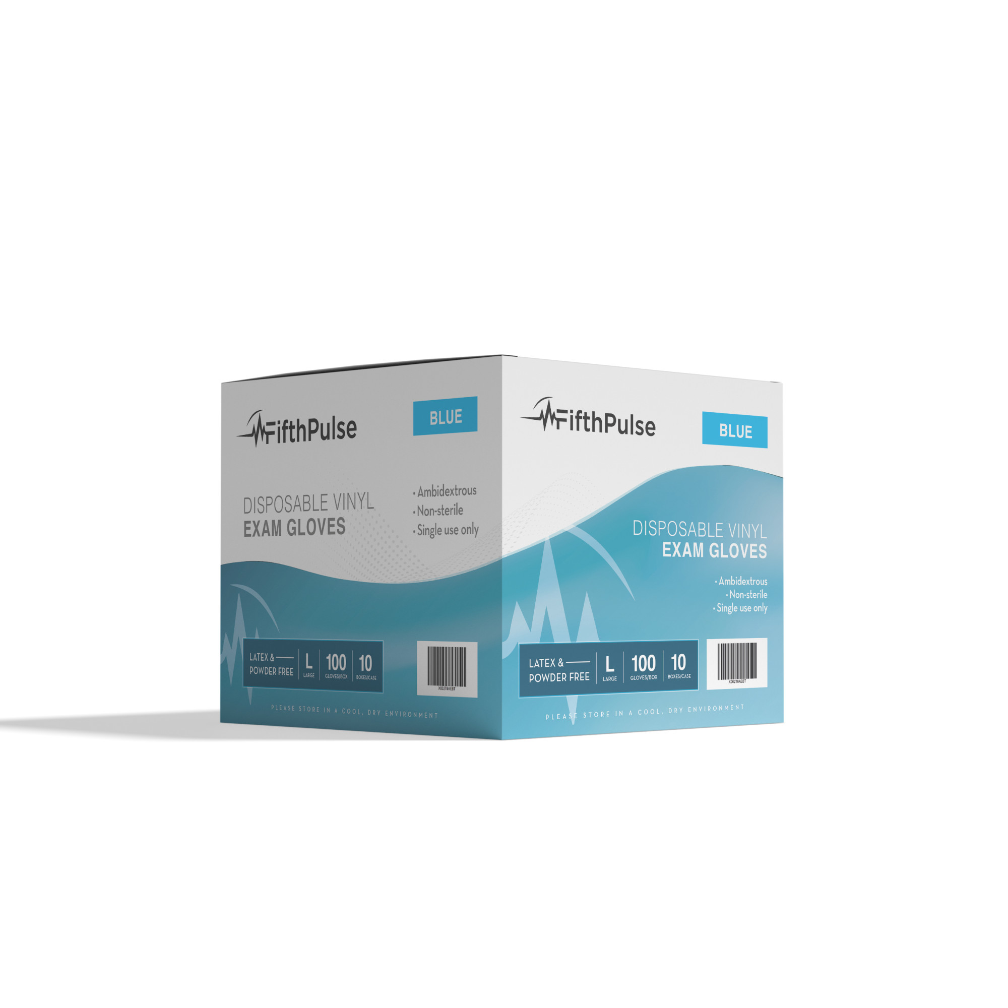 Fifth Pulse Vinyl Gloves, Multifunction Medical Grade Exam, Kitchen Gloves, All-Purpose Industrial Disposable Gloves Latex Free, Powder Free - Blue - 10 Boxes of 100 Gloves- 1000 Total (Large)