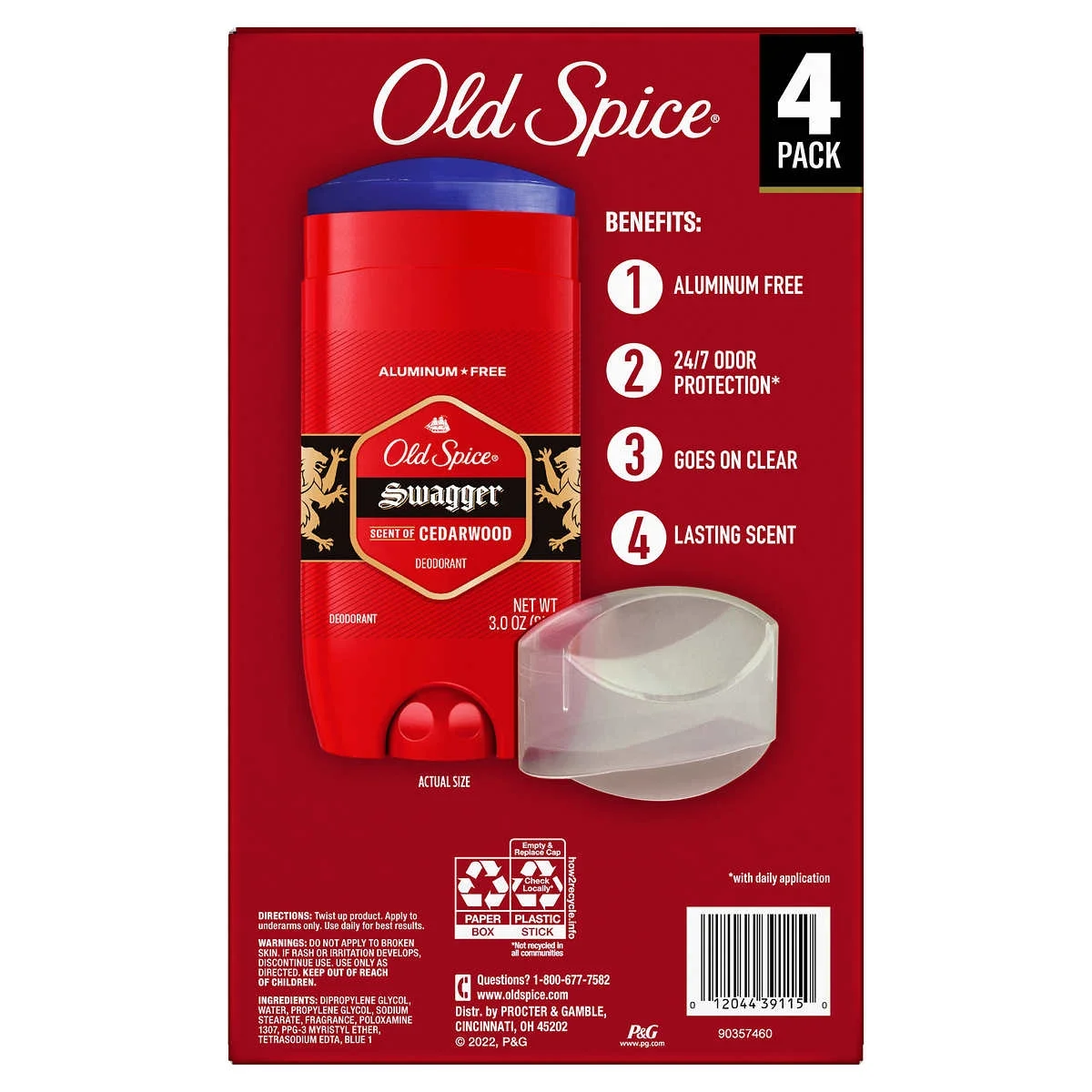 Old Spice Swagger Deodorant Aluminum Free 3 Ounce (Pack of 4)