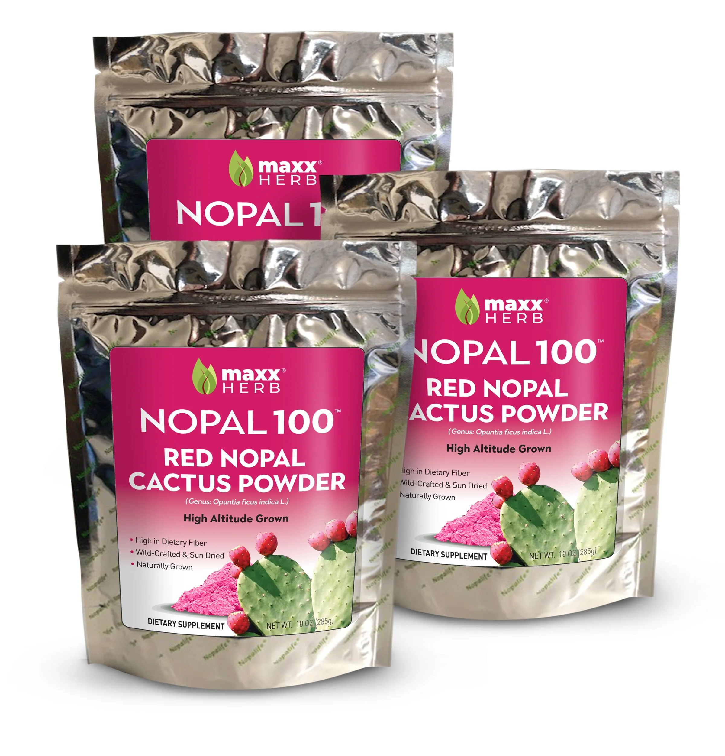 Maxx Herb Red Nopal Cactus Fruit Powder, High in Fiber, 10oz 3 Pack