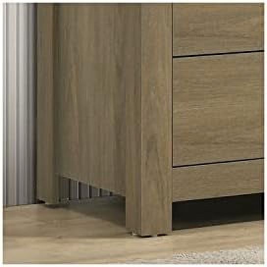 Finn Coffee Gray Oak Finish Dresser With 6 Drawers And Black Handles