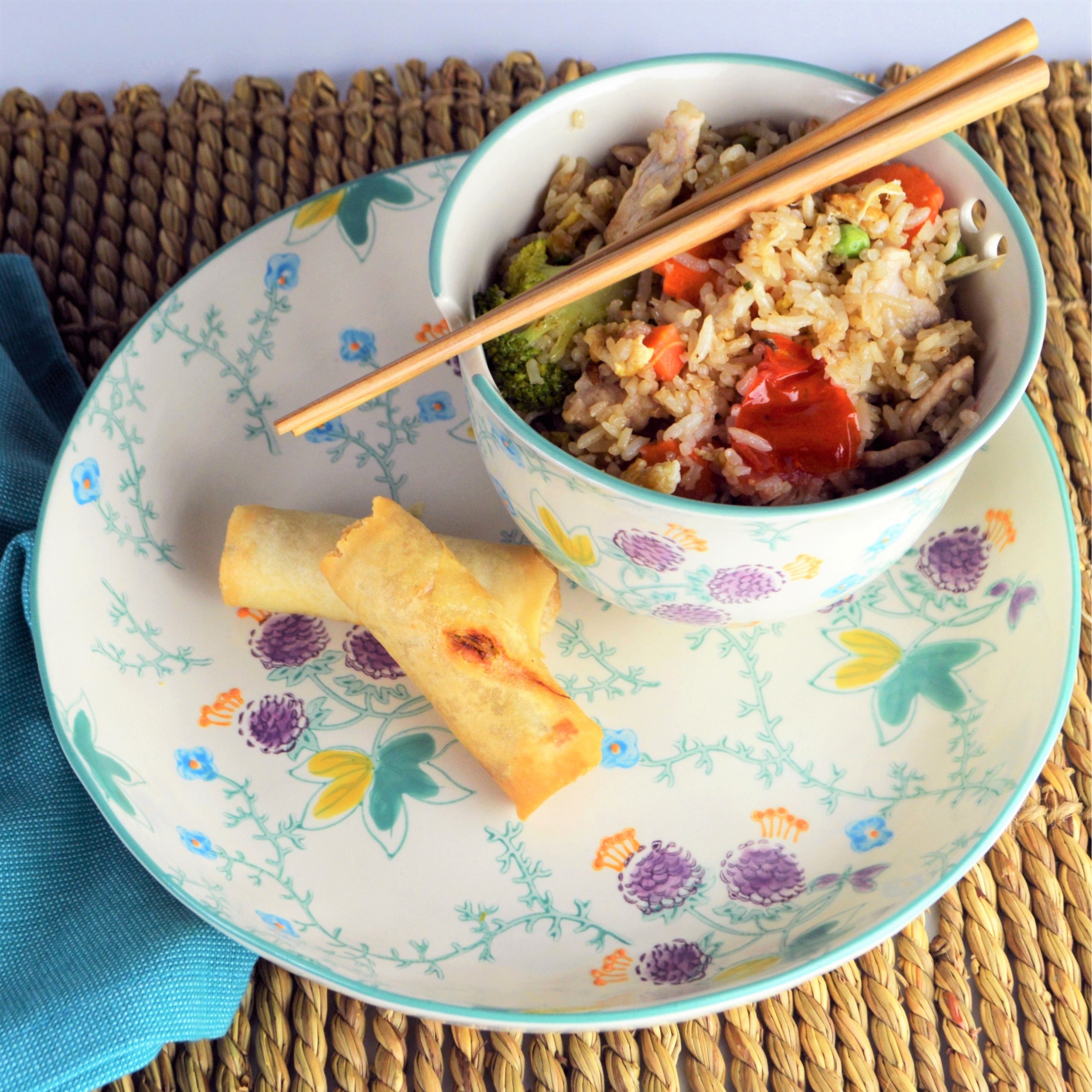 Euro Ceramica, inc. Euro Ceramica Ella 3-Piece Dinner and Ramen Bowl Set (Service for 1) Aqua