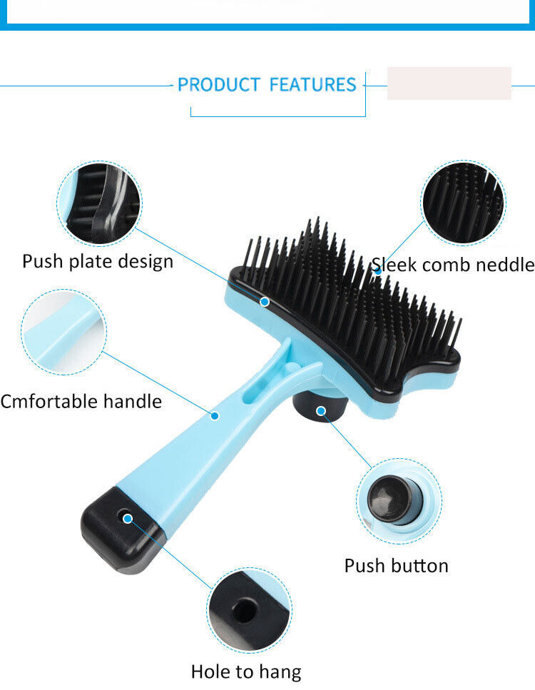 Pet Hair Remover Dog Cat Comb Grooming Massage Deshedding Self Cleaning Brush Ḿ