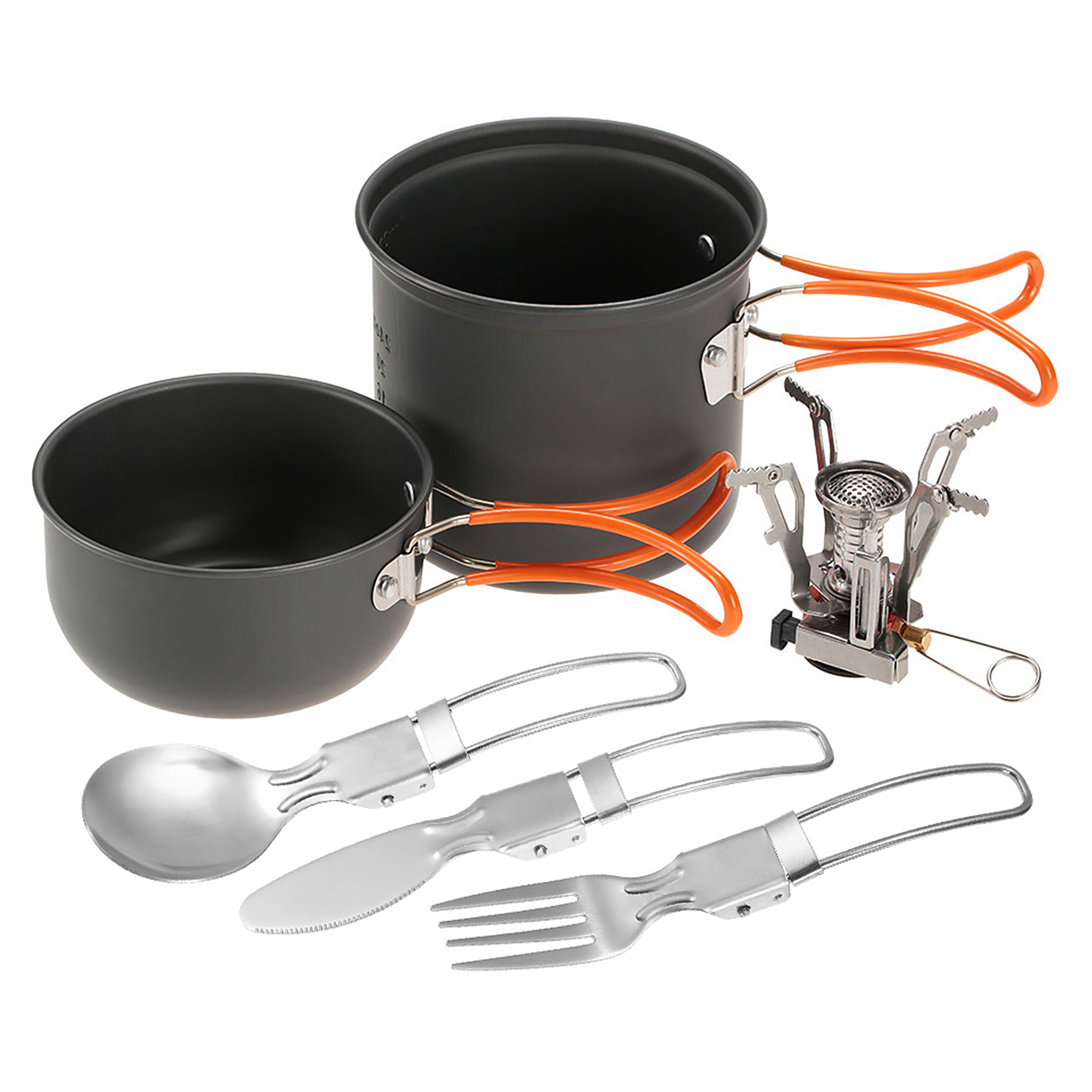 ametoys Camping Cooking Pot Foldable Spoon Fork Cookware Set for Outdoor Camping Hiking Backpacking Picnic