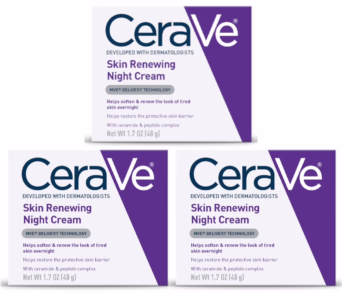 CeraVe Skin Renewing Night Cream, 1.7 Ounces (3 Pack)
