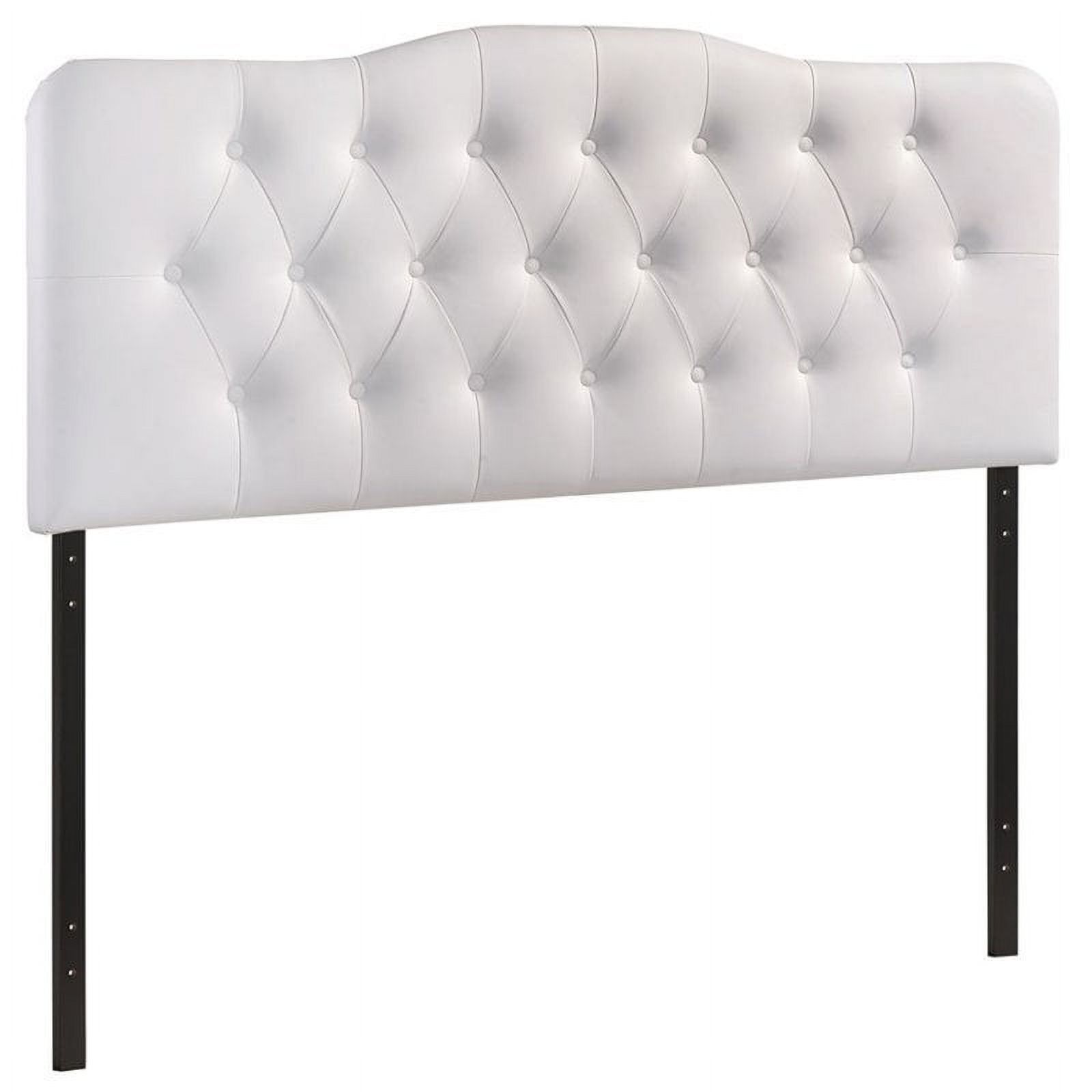 Hawthorne Collections Modern Vinyl Queen Tufted Panel Headboard in White
