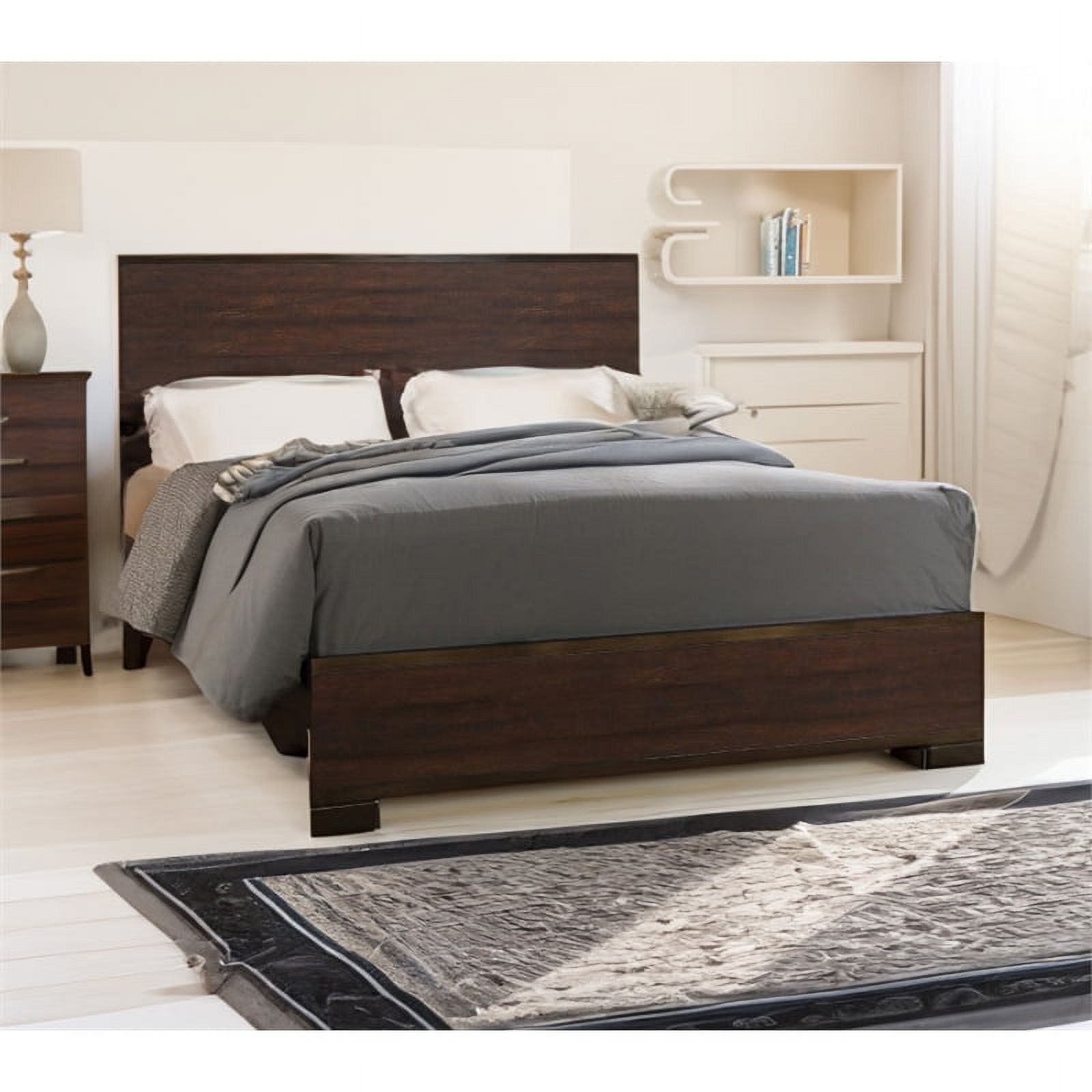 Bowery Hill Transitional Wood King Panel Bed in Rustic Tobacco