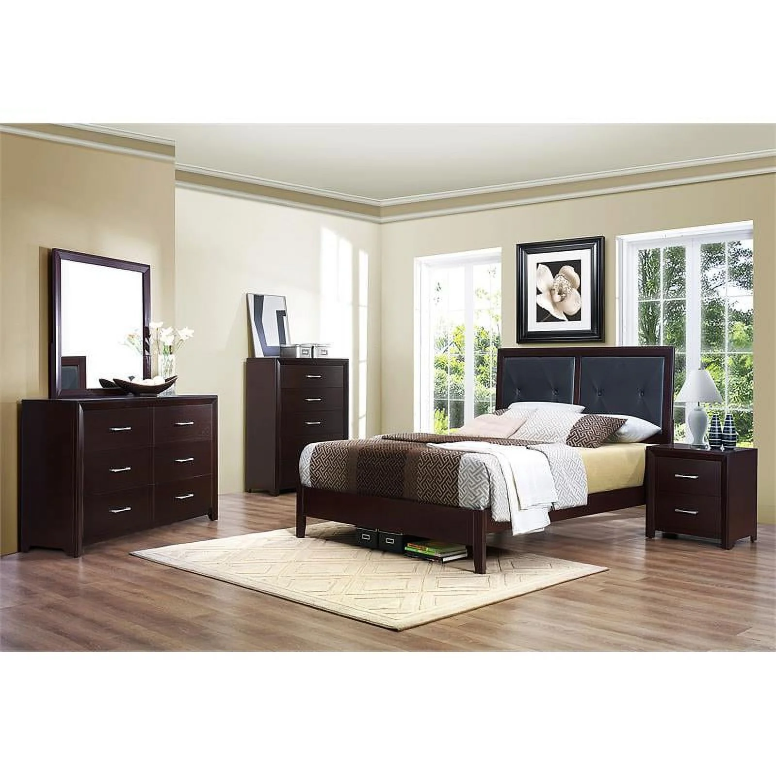 Pemberly Row 2-Drawers Contemporary Wood Nightstand in Espresso
