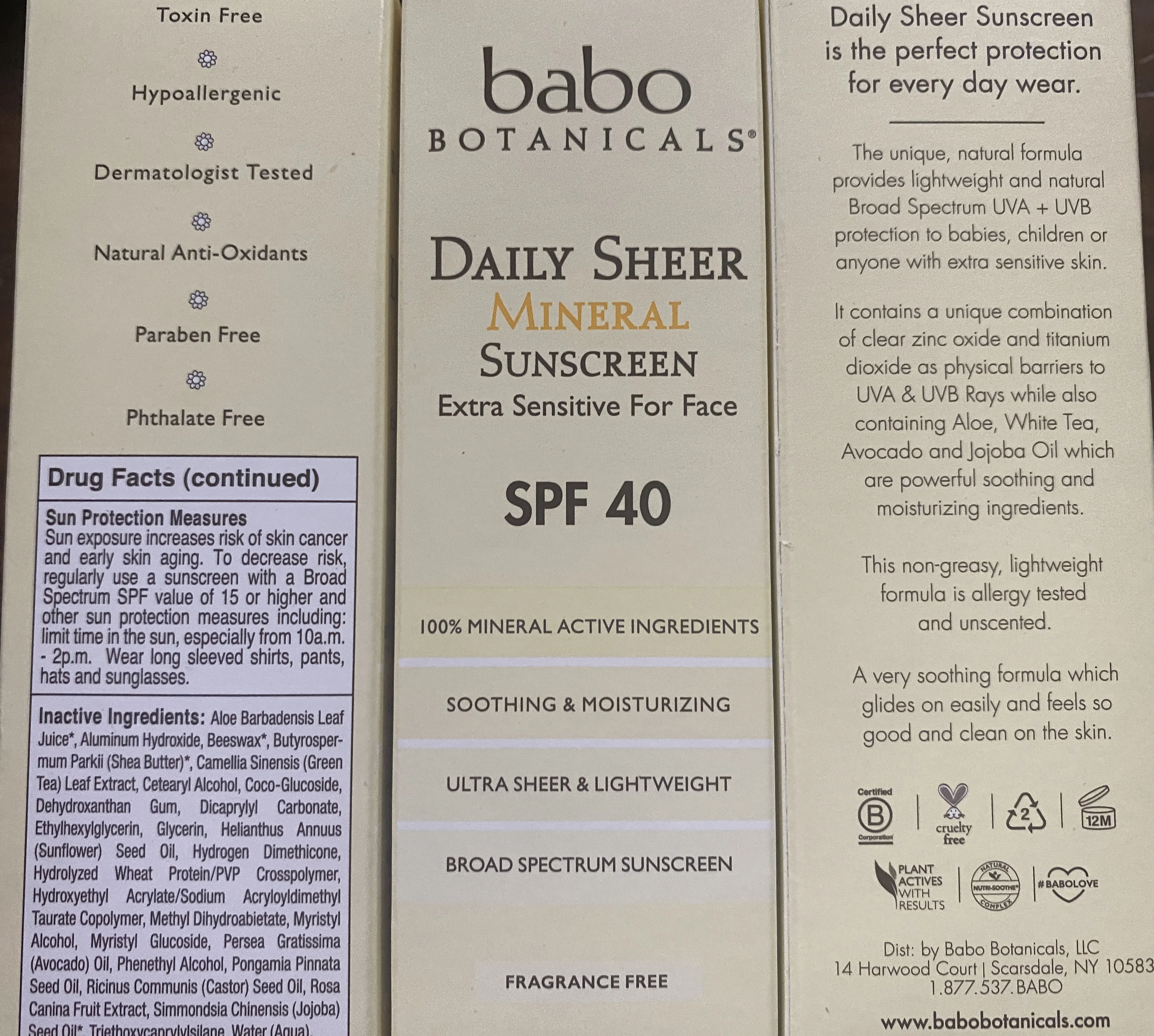 Babo Botanicals  Daily Sheer Mineral Sunscreen SPF40  Pack  3 Tubes
