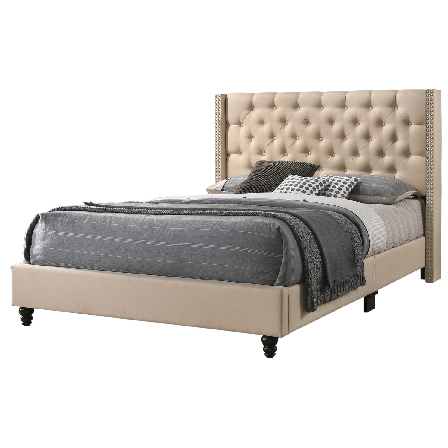 Glory Furniture Julie Fabric Upholstered Queen Bed in Beige
