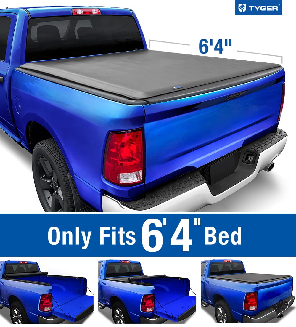 Tyger Auto T1 Soft Roll-up Truck Bed Tonneau Cover Compatible with 2009-2018 Dodge Ram 1500; 2010-2024 2500 3500; 2019-2023 Classic | 6'4