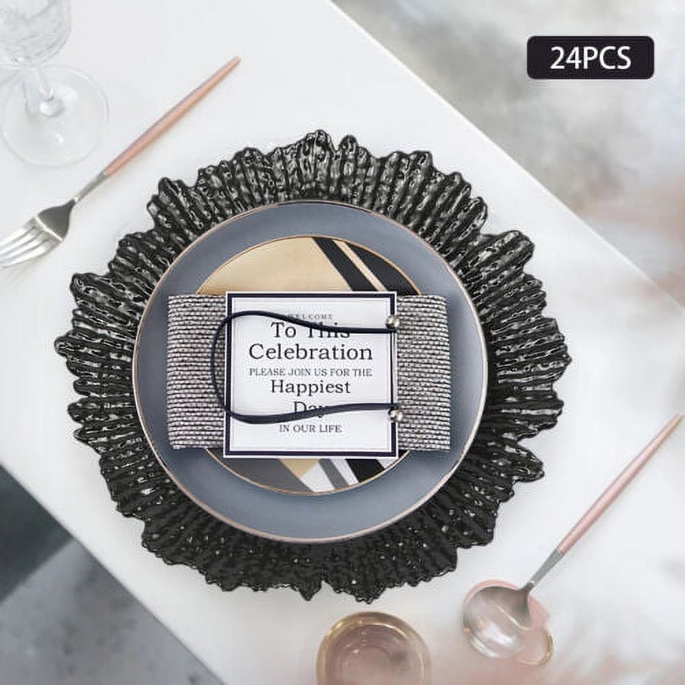 24pcs Modern Charger Plates Round Plastic Reef Plate Dinner Plates 12.6in