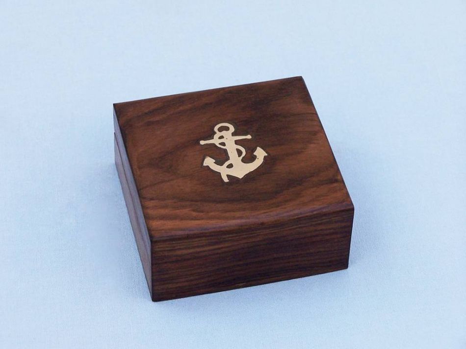 Robert Frost Road Not Taken Compass with Rosewood Box 4 in
