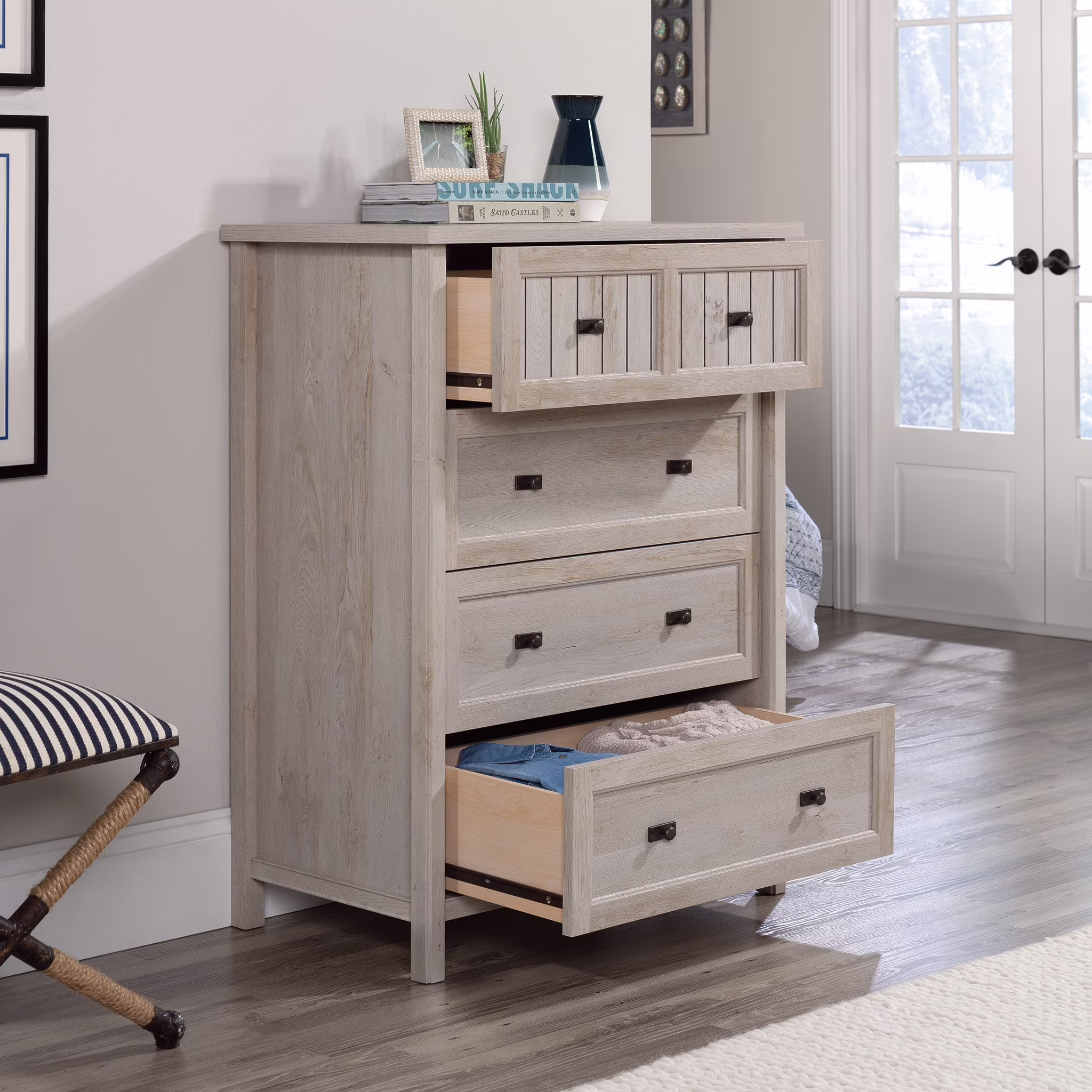 Sauder Costa 4-Drawer Dresser, Chalked Chestnut Finish