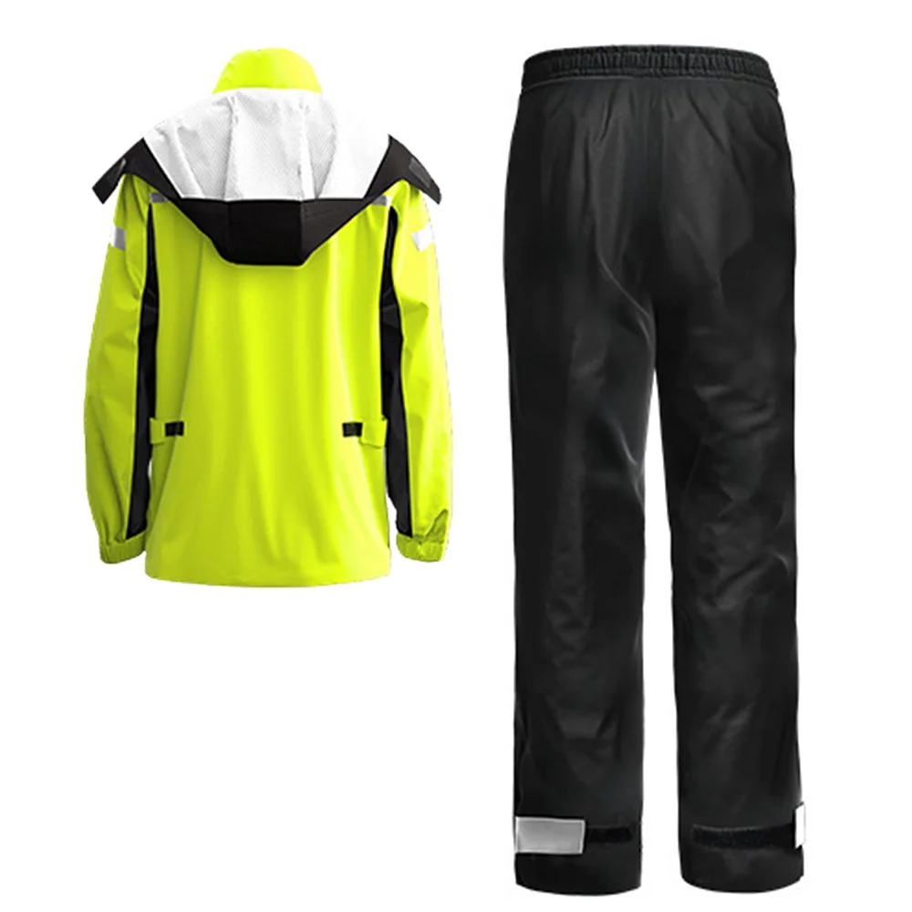 Carevas Men Motorcycle Rain Suit Outdoor Reflective Waterproof Rain Jacket and Pants Rain Gear for Bike Riding Cycling Camping Hiking