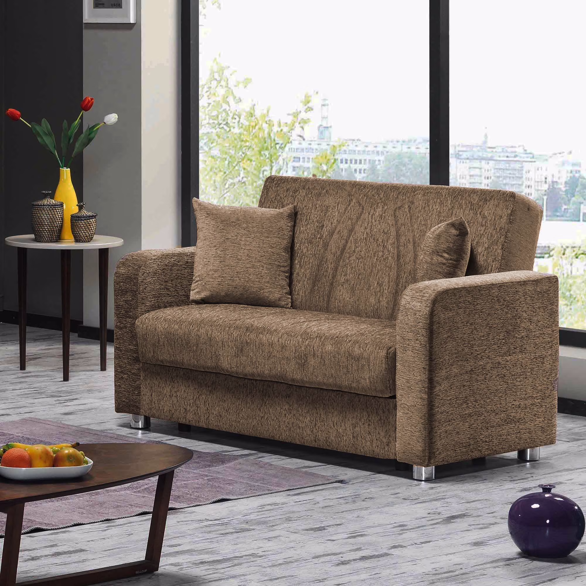 Ottomanson Magnificence Sleeper Loveseat, Beige Chenille