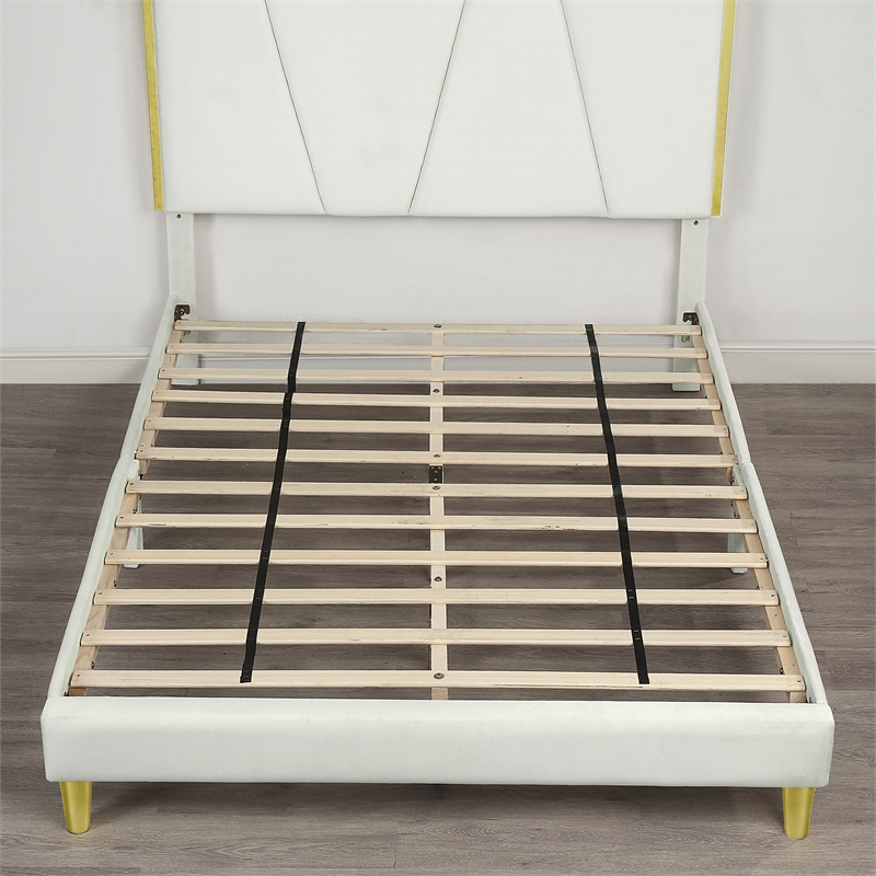 Furniture of America Harper Fabric Upholstered Queen Bed in Beige