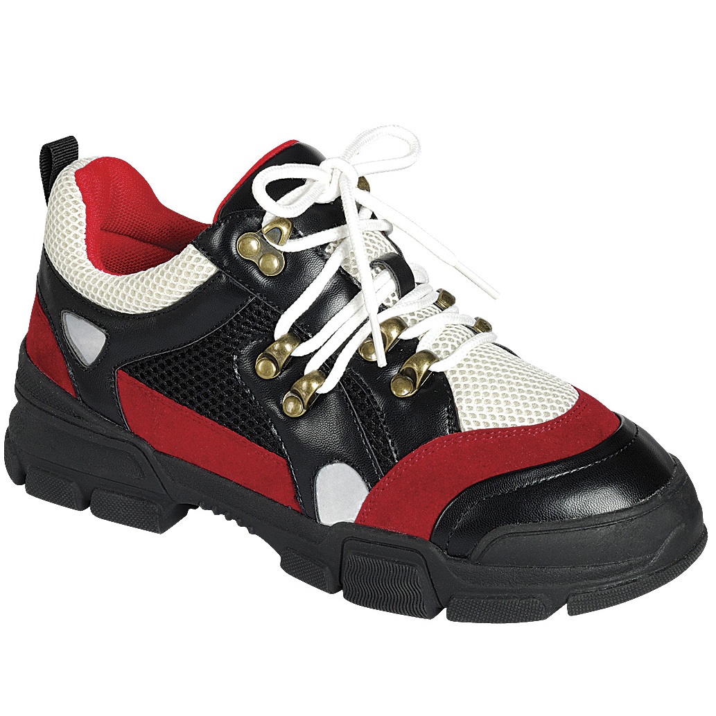 Women Lace Up Cool Military Style Outdoor Sneakers Shoes Durable Sole Hiking Ready Red Black