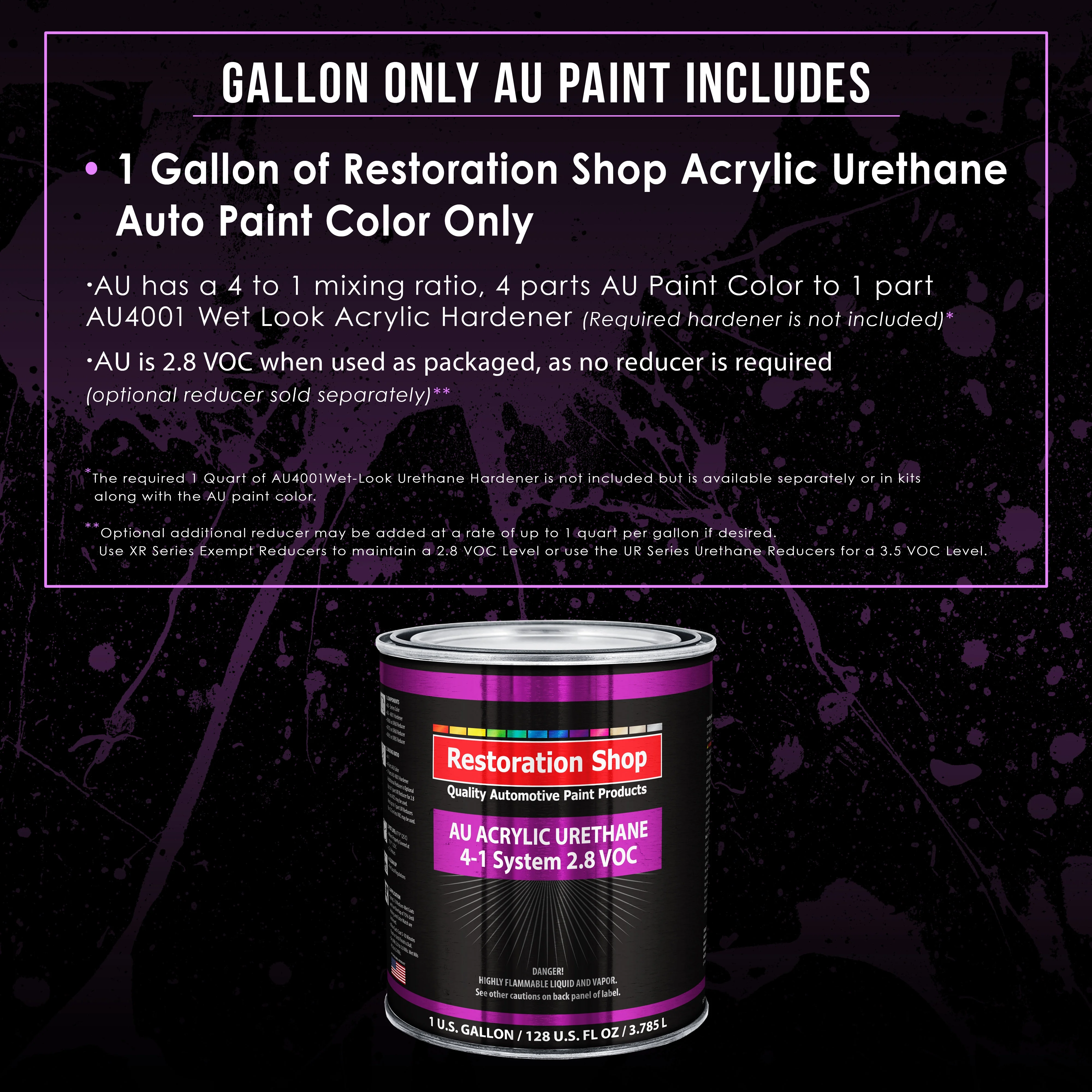 Restoration Shop Magenta Acrylic Urethane Auto Paint - Gallon Paint Color Only, Single Stage High Gloss