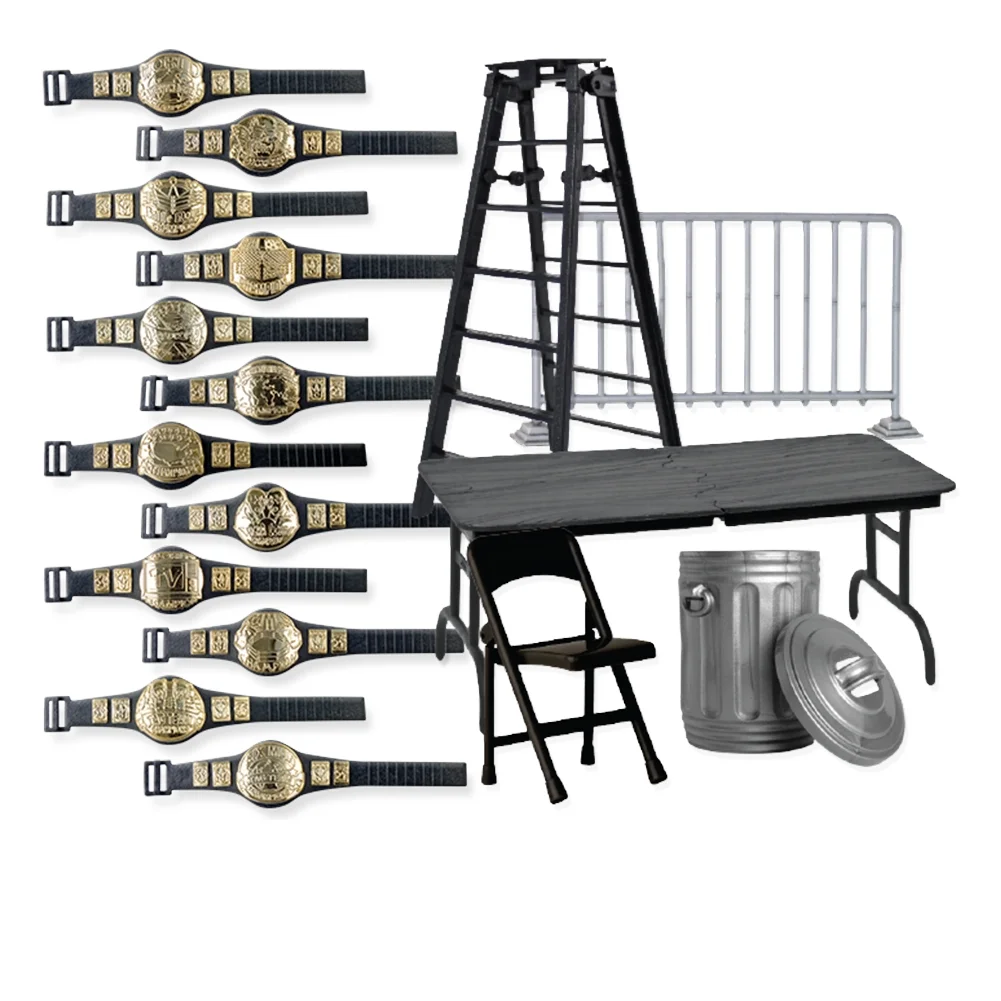 Wrestling Action Figure Gear Special Deal: Set of 12 Figure Belts (Series 1) Plus 5 Accessories For WWE Figures