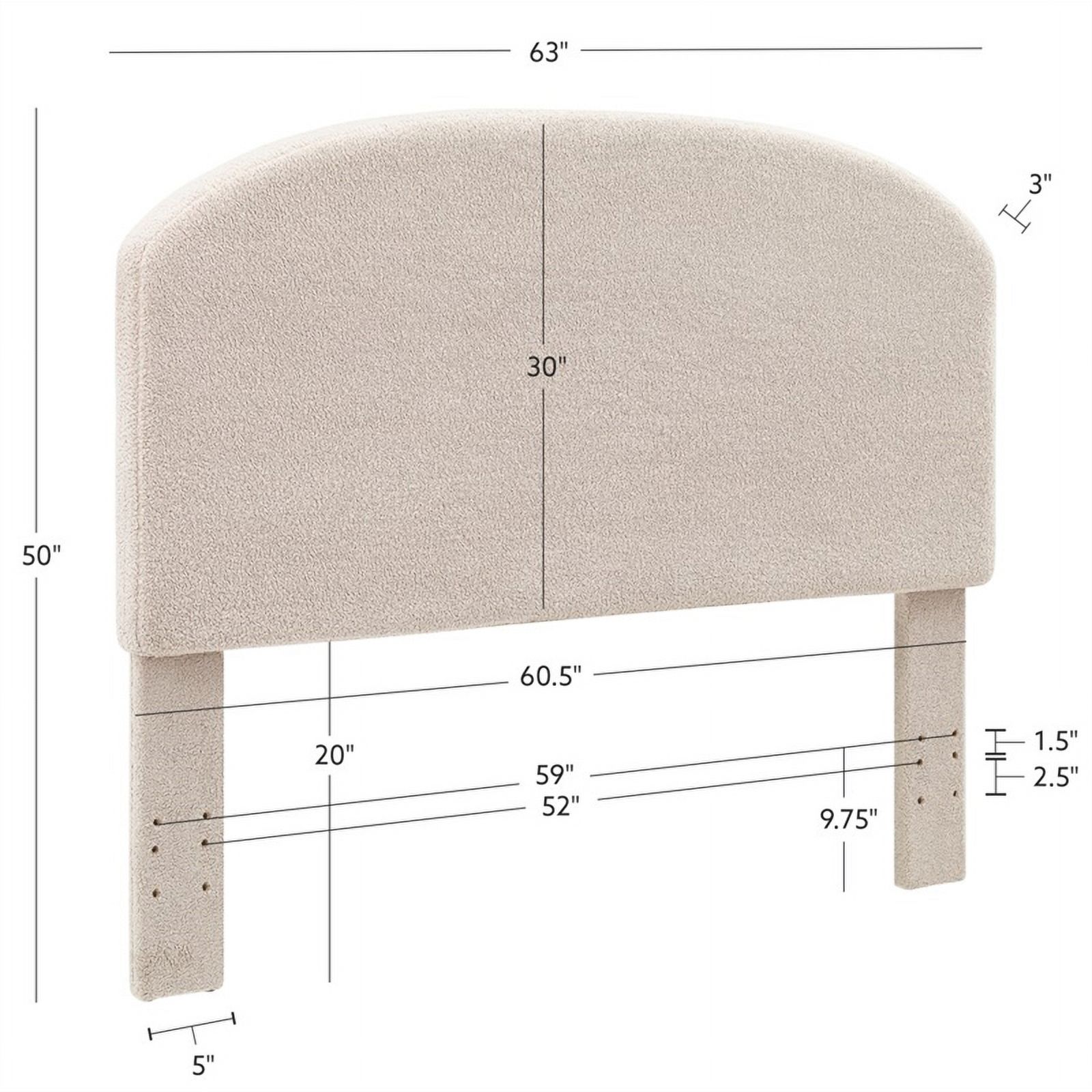 Linon Tristan Full Queen Sherpa Upholstered Rounded Headboard in Off White