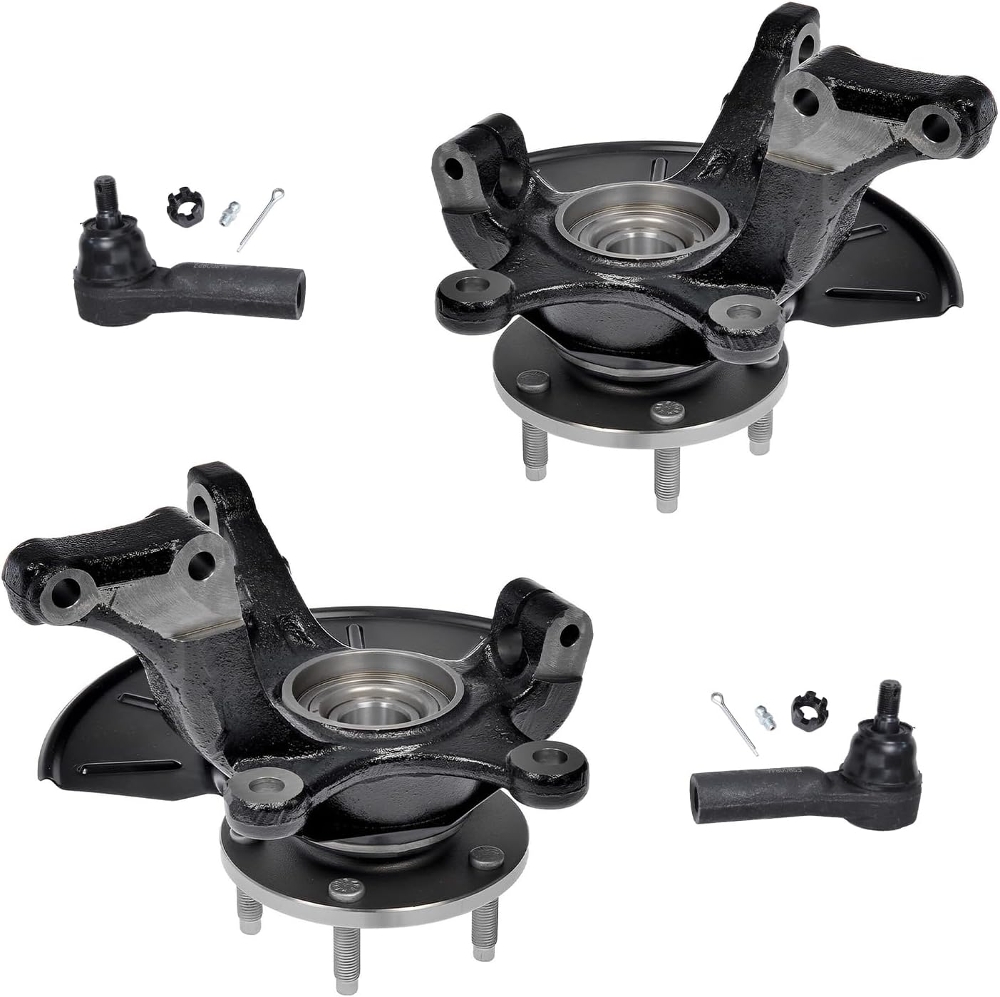 Detroit Axle - Front Steering Knuckles & Wheel Hub Bearings + Outer Tie Rods Kit Replacement for Escape Tribute Mariner - 4pc Set