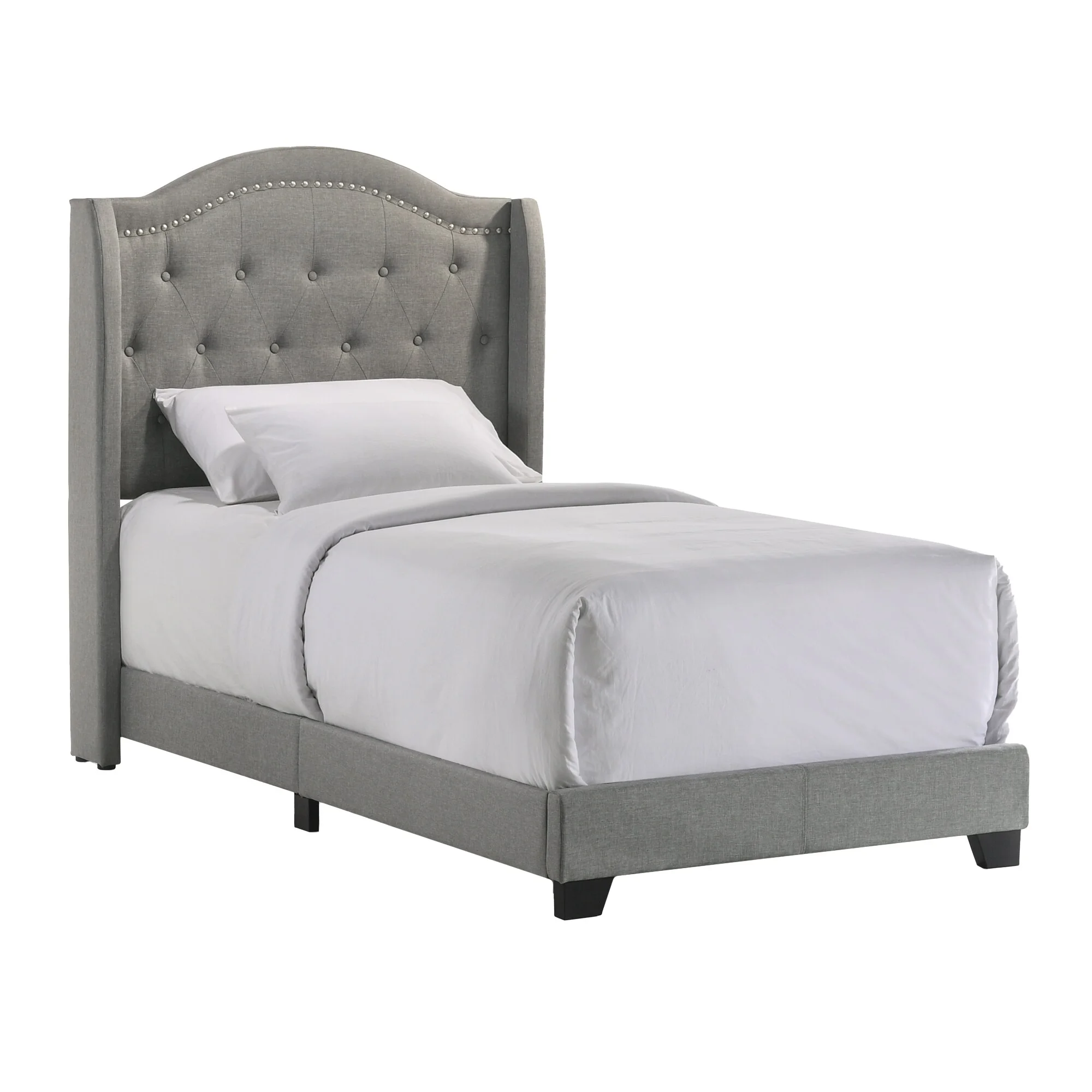 Intercon Furniture Rhyan Modern Fabric Twin Upholstered Bed in Rhyan Smoke Gray