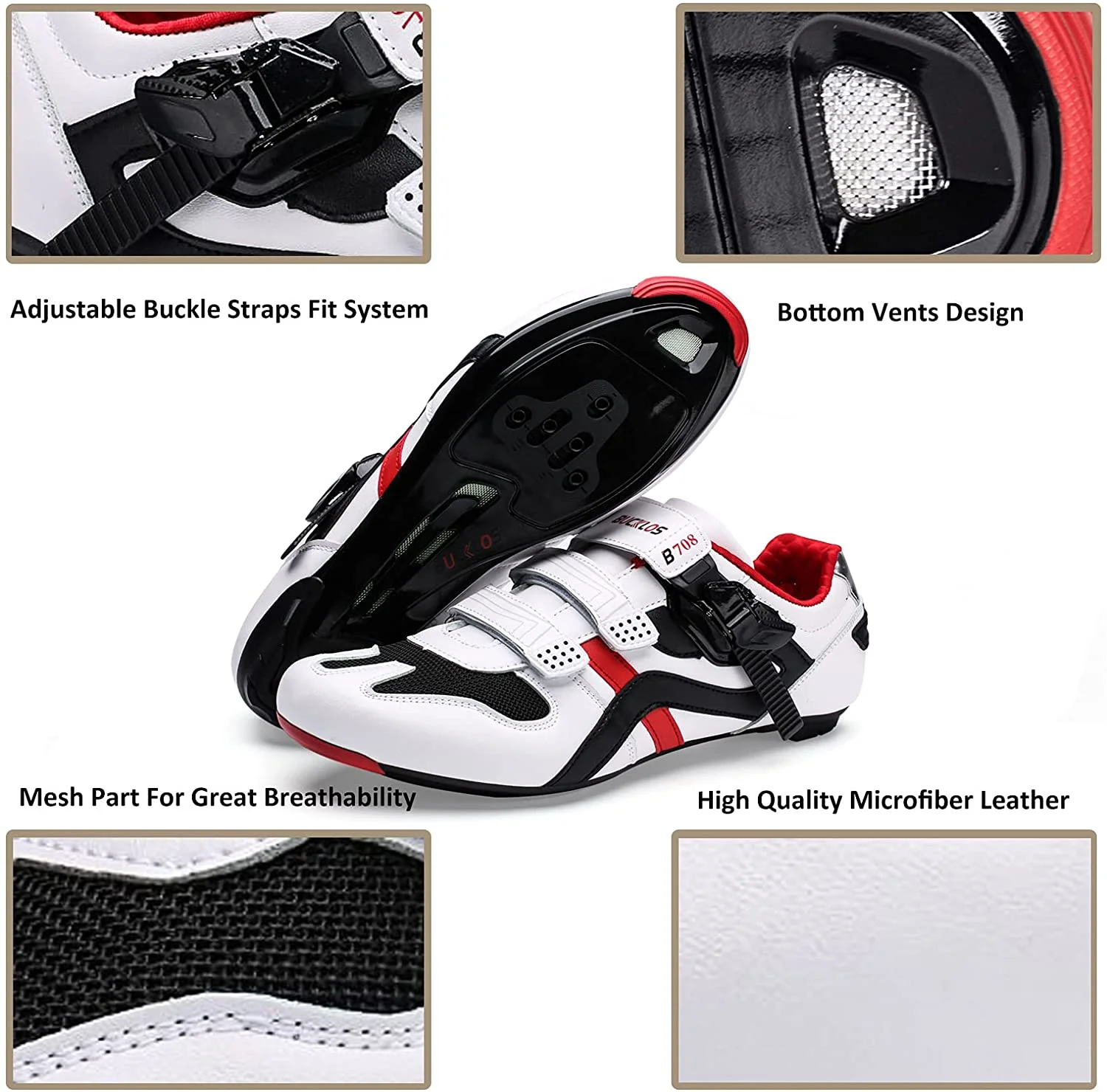 Road Bike Shoe with Cleats, Men Womens Indoor Cycling Shoes, Fit for Peloton Bike Shoes, Mesh Cycling Shoes Compatible with Look Delta SPD/SPD-SL