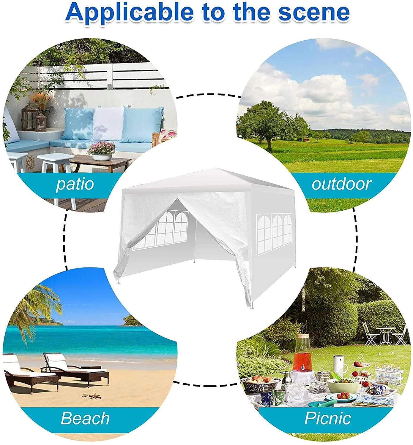 SKONYON Patio Tent 10'x10' Party Tent with 4 Removable Side Walls