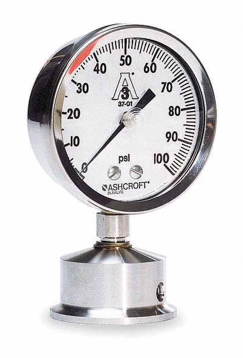 Ashcroft Pressure Gauge,0 to 100 psi,3-1/2In  35-1032S-20L-100