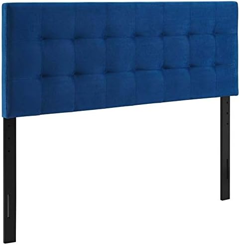 Modern Fabric Blue Biscuit Tufted Velvet Queen Headboard