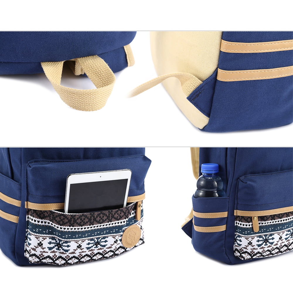 Casual Backpack Student Lightweight Canvas Laptop Bag Shoulder Bag School bag Travel Knapsack Bag with Free pen bag