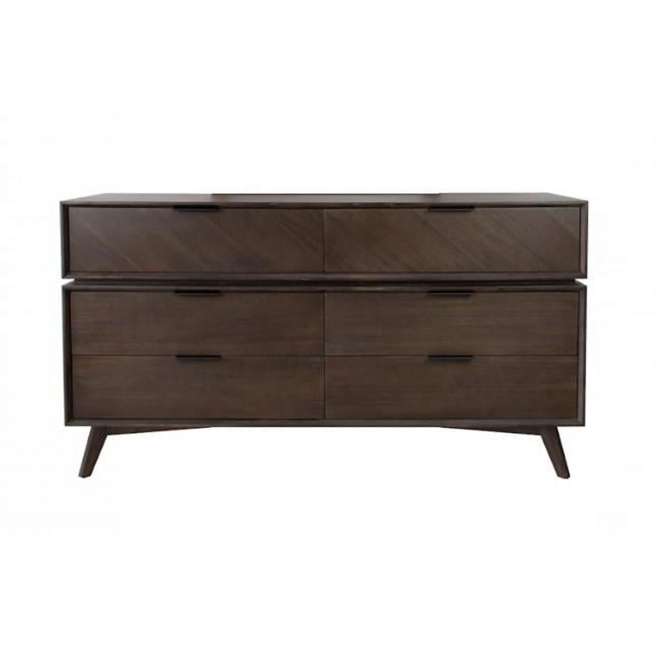 35 x 65 x 18 in. Acacia Solid Wood Six Drawers Double Dresser