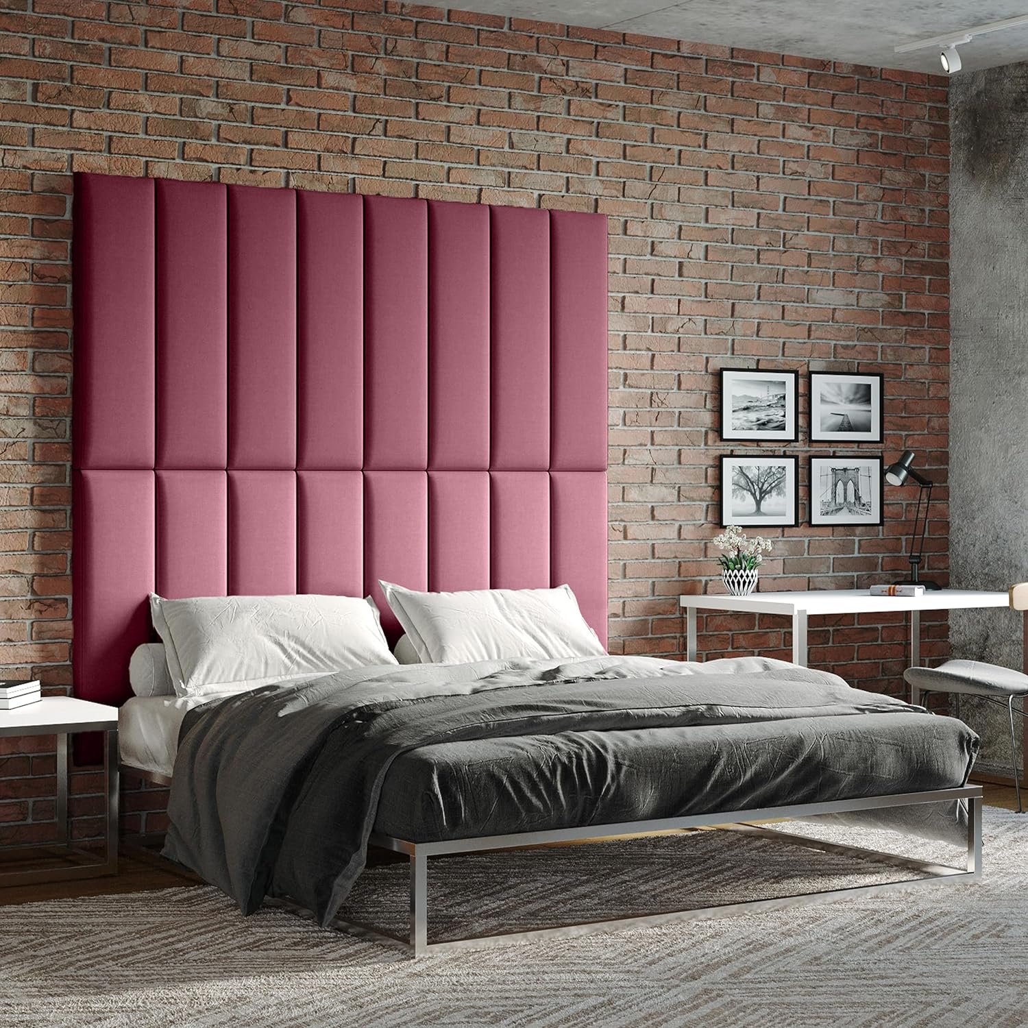 Panelist Modern Padded Headboard – Set Of 4 Wall Mounted Panels (Each 11.25