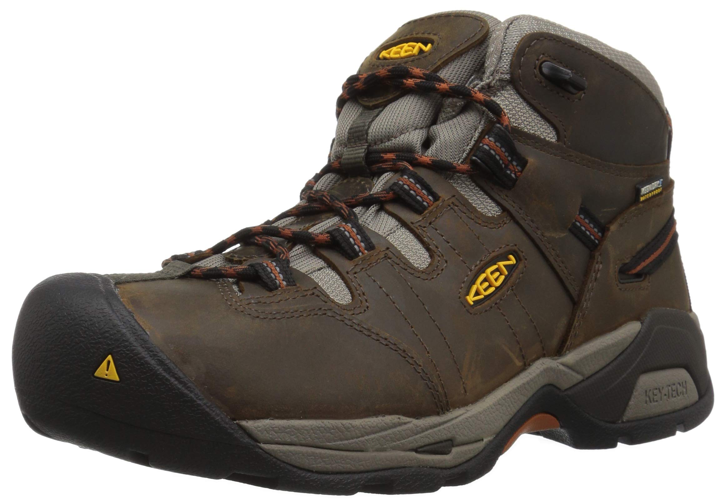 KEEN Utility Men's Detroit XT Mid Soft Toe Waterproof Work Boot, Black Olive/Leather Brown, 14 Wide US