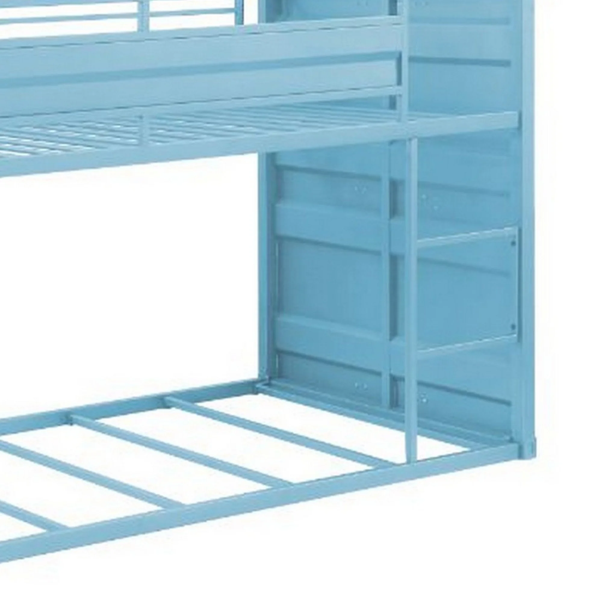 Twin Over Twin Bunk Bed with Metal Frame and Cargo Theme, Blue