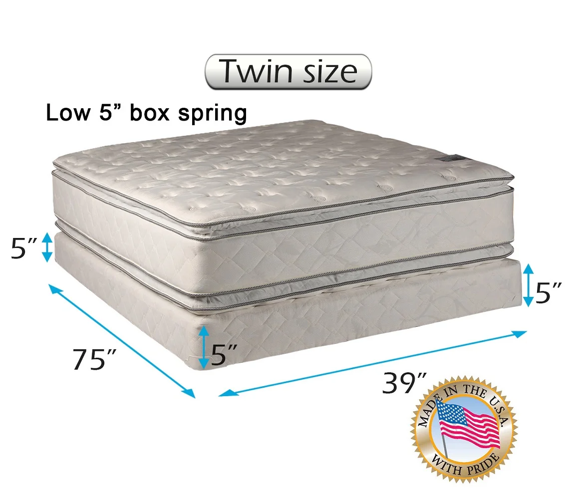 DS USA Brand 2-Sided Soft PillowTop Twin Size Mattress and Low 5