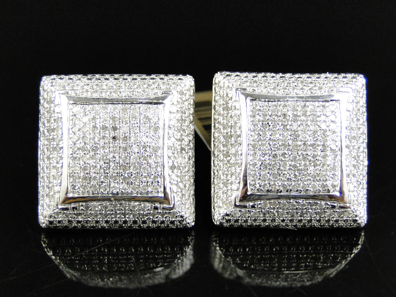 White Diamond 17 MM Kite Earring set in 10k White Gold (1.75 Ct)