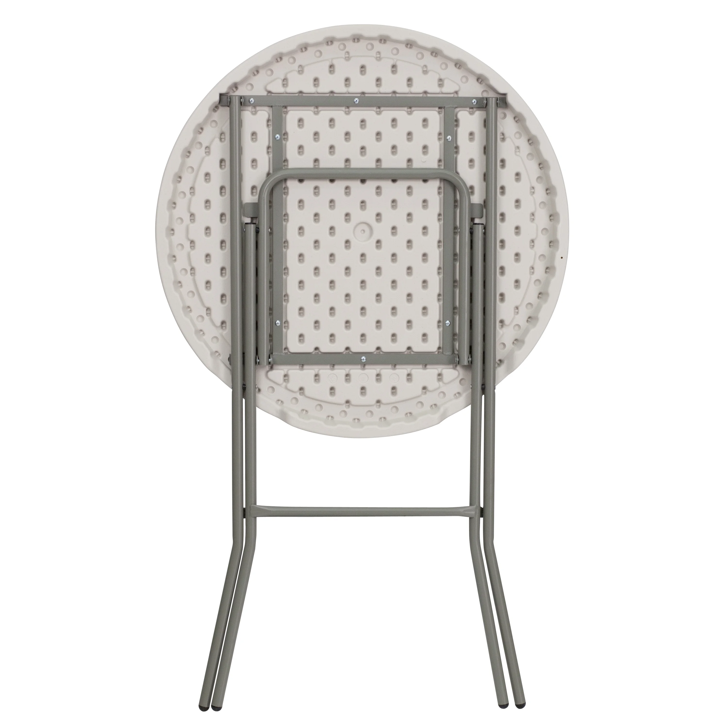 BizChair 2.63-Foot Round Granite White Plastic Bar Height Folding Table