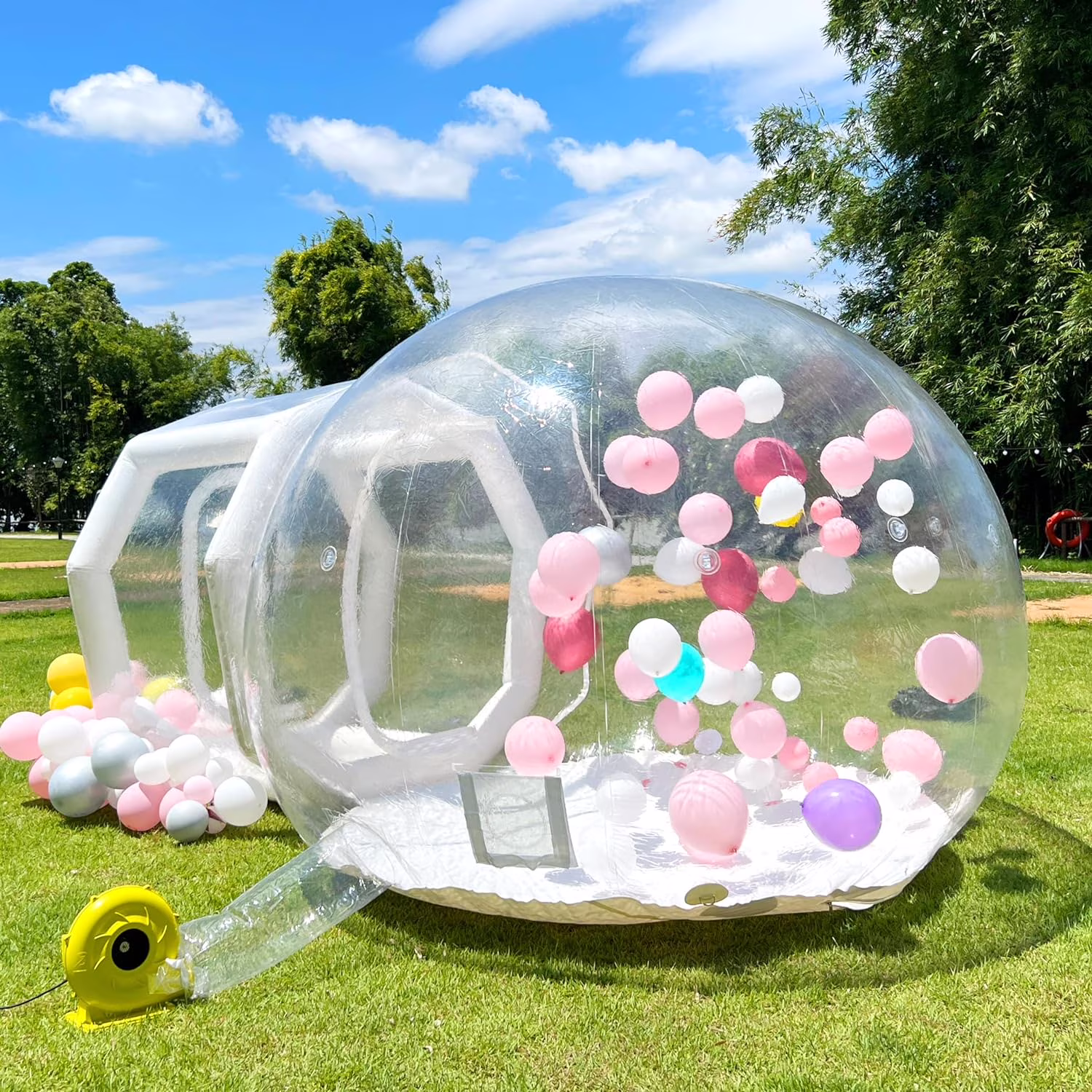 WARSUN Bubble House 10Ft Dome with Blower & Air Pump 100% PVC Inflatable Bubble House for Party Balloons Birthday Wedding Party Business Clear Bubble Tent 6.76Ft Tunnel